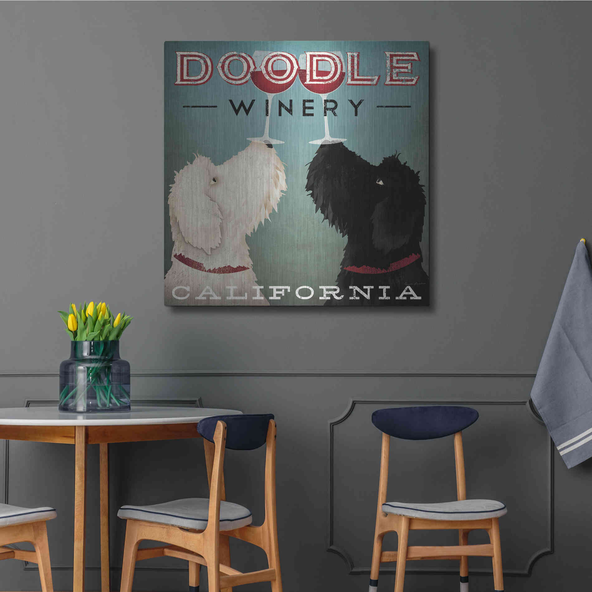 Luxe Metal Art 'Doodle Wine' by Ryan Fowler, Metal Wall Art,36x36