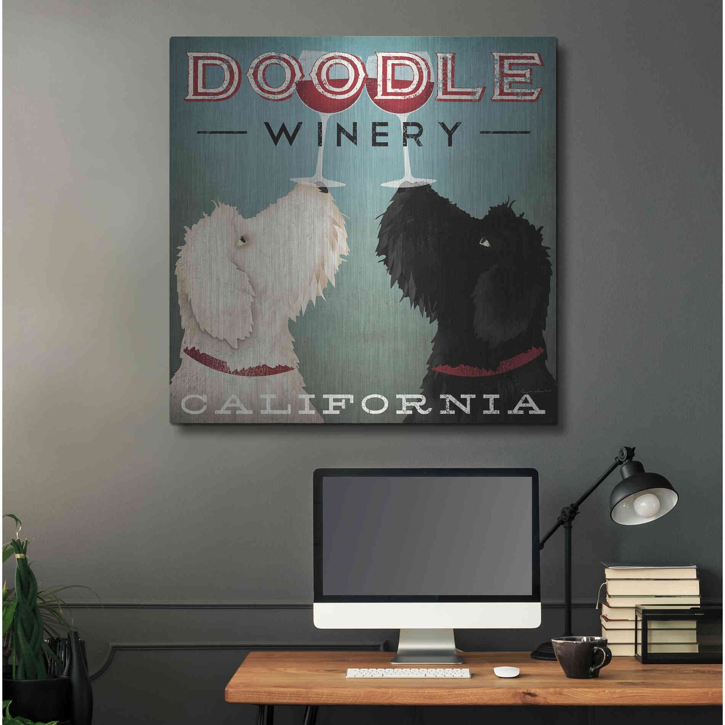 Luxe Metal Art 'Doodle Wine' by Ryan Fowler, Metal Wall Art,36x36