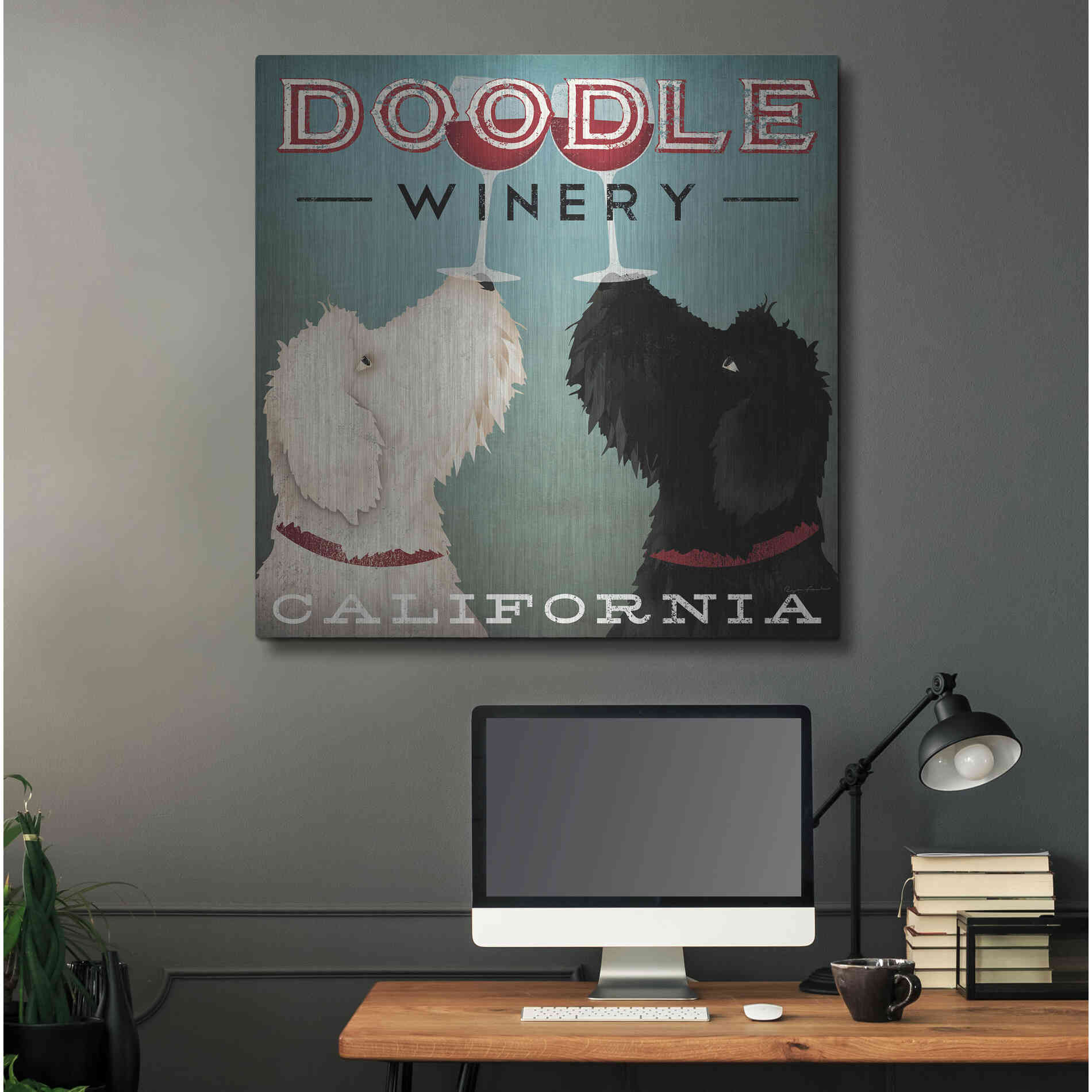 Luxe Metal Art 'Doodle Wine' by Ryan Fowler, Metal Wall Art,36x36