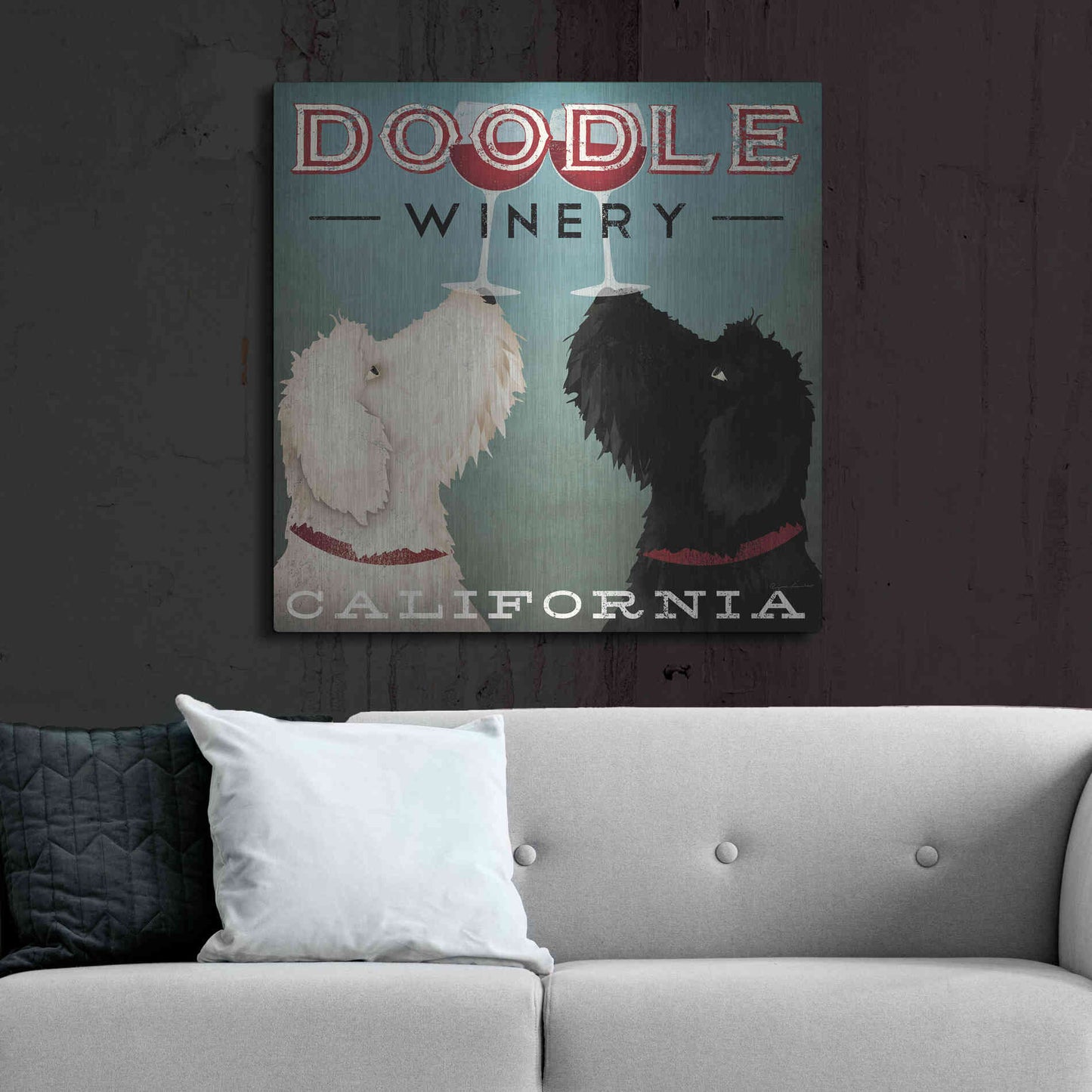 Luxe Metal Art 'Doodle Wine' by Ryan Fowler, Metal Wall Art,36x36