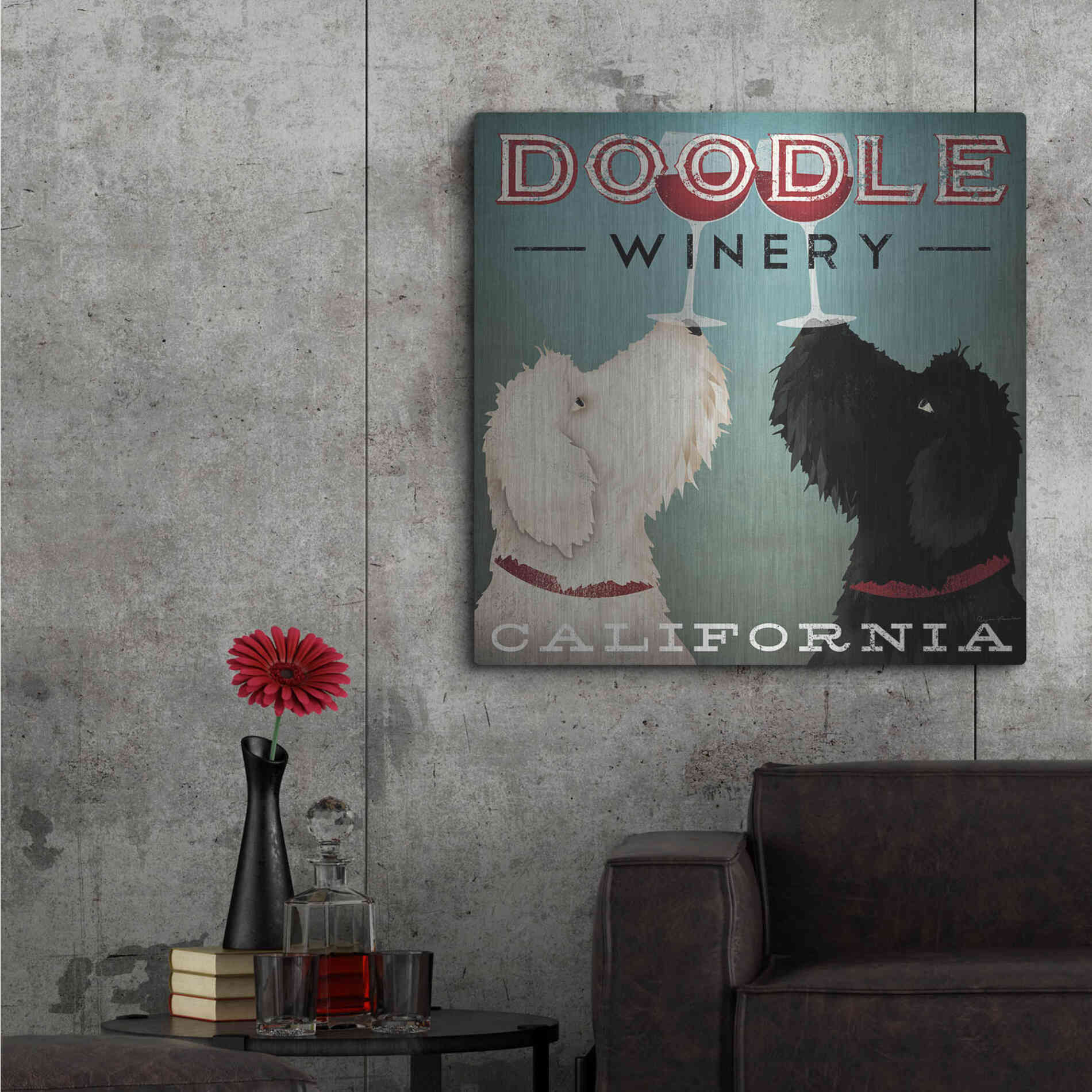 Luxe Metal Art 'Doodle Wine' by Ryan Fowler, Metal Wall Art,36x36