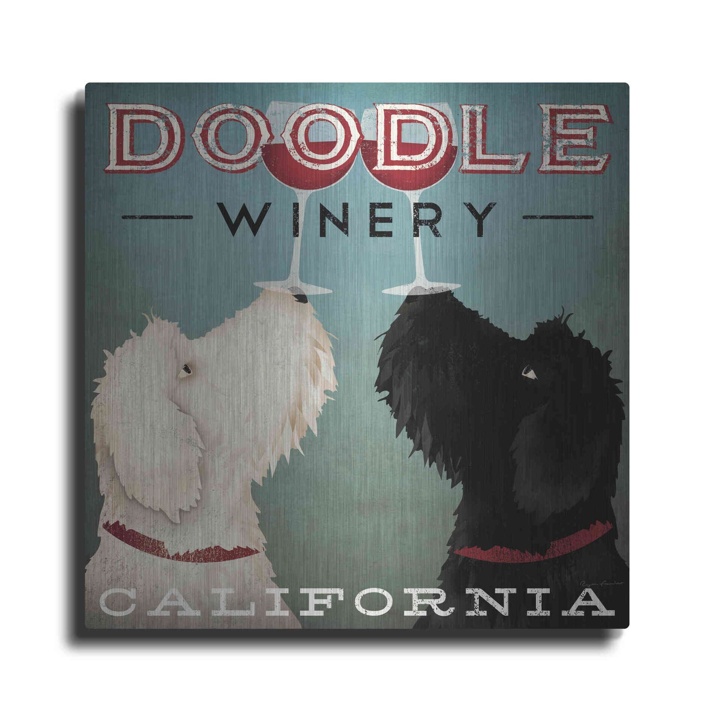 Luxe Metal Art 'Doodle Wine' by Ryan Fowler, Metal Wall Art