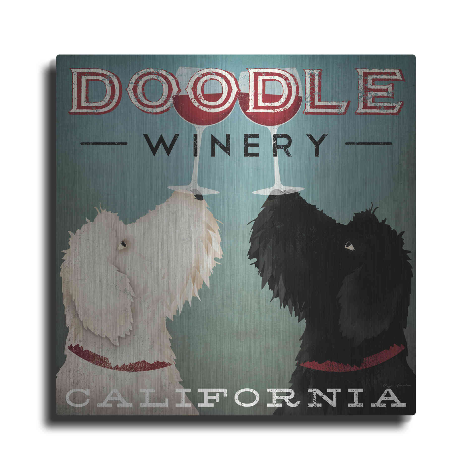 Luxe Metal Art 'Doodle Wine' by Ryan Fowler, Metal Wall Art