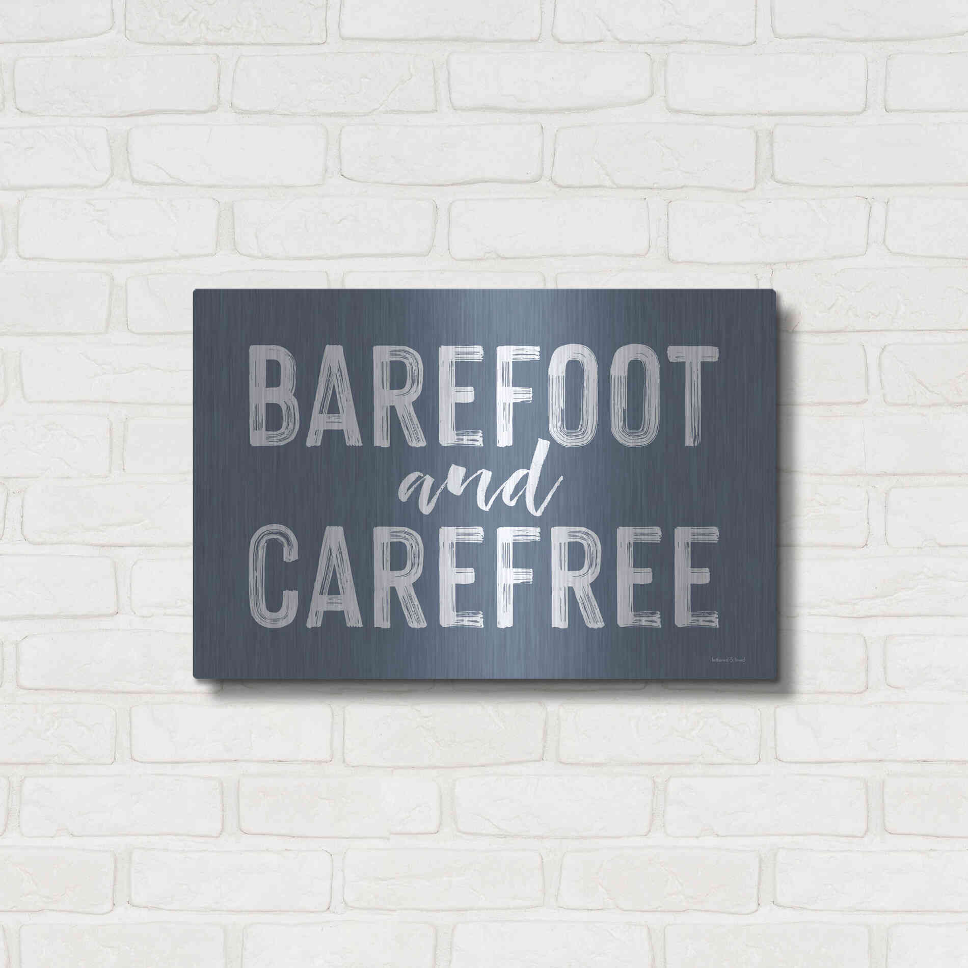 Luxe Metal Art 'Barefoot and Carefree' by Lettered & Lined, Metal Wall Art,24x16