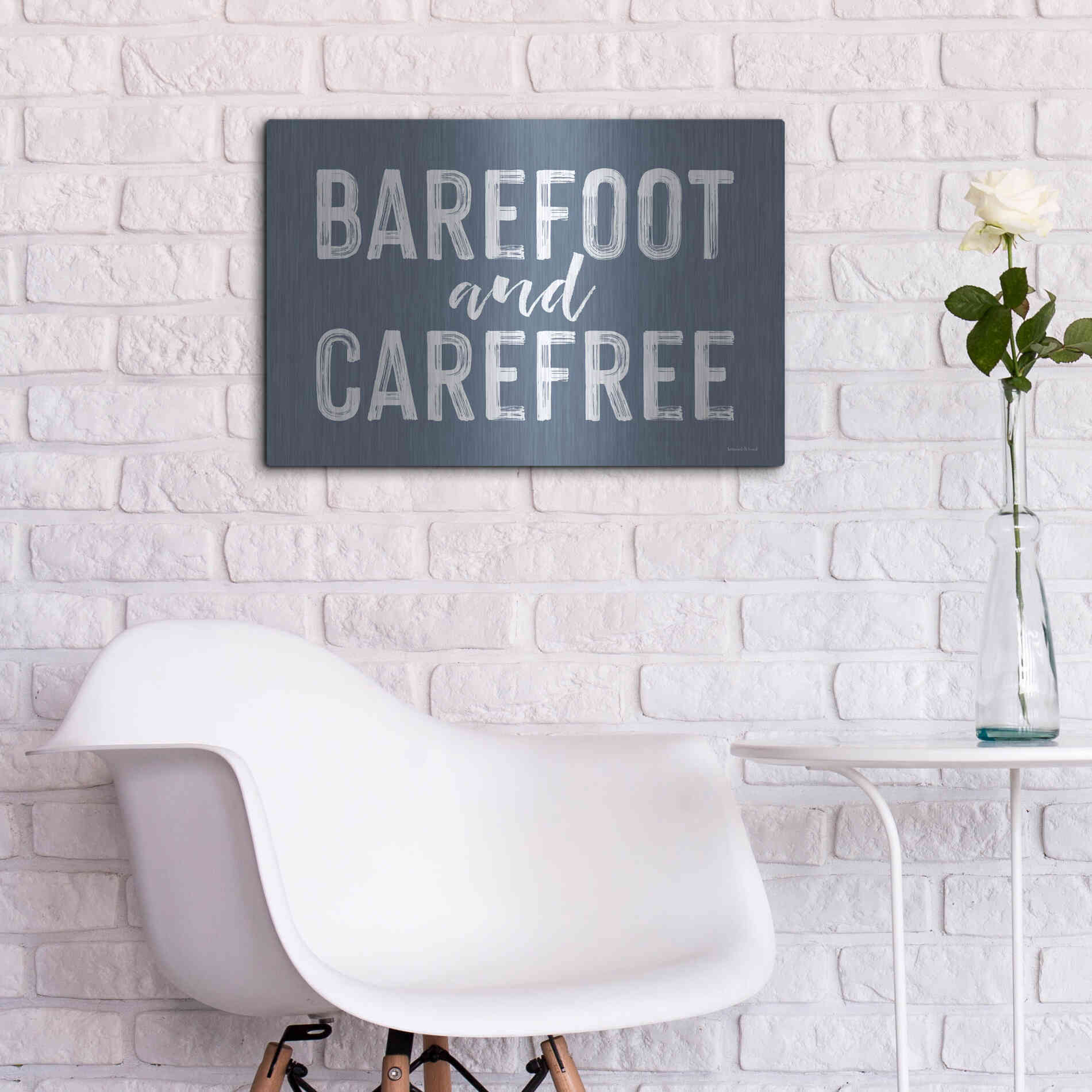 Luxe Metal Art 'Barefoot and Carefree' by Lettered & Lined, Metal Wall Art,24x16