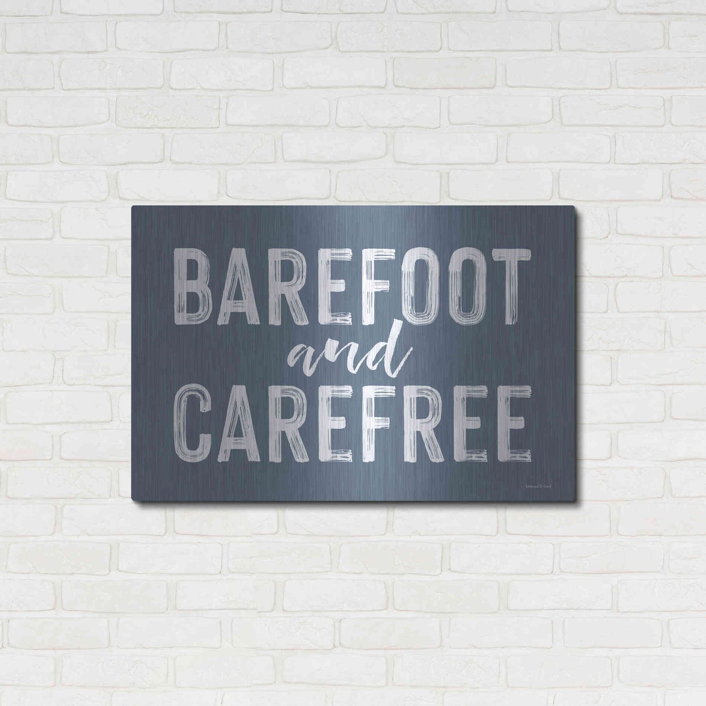 Luxe Metal Art 'Barefoot and Carefree' by Lettered & Lined, Metal Wall Art,36x24
