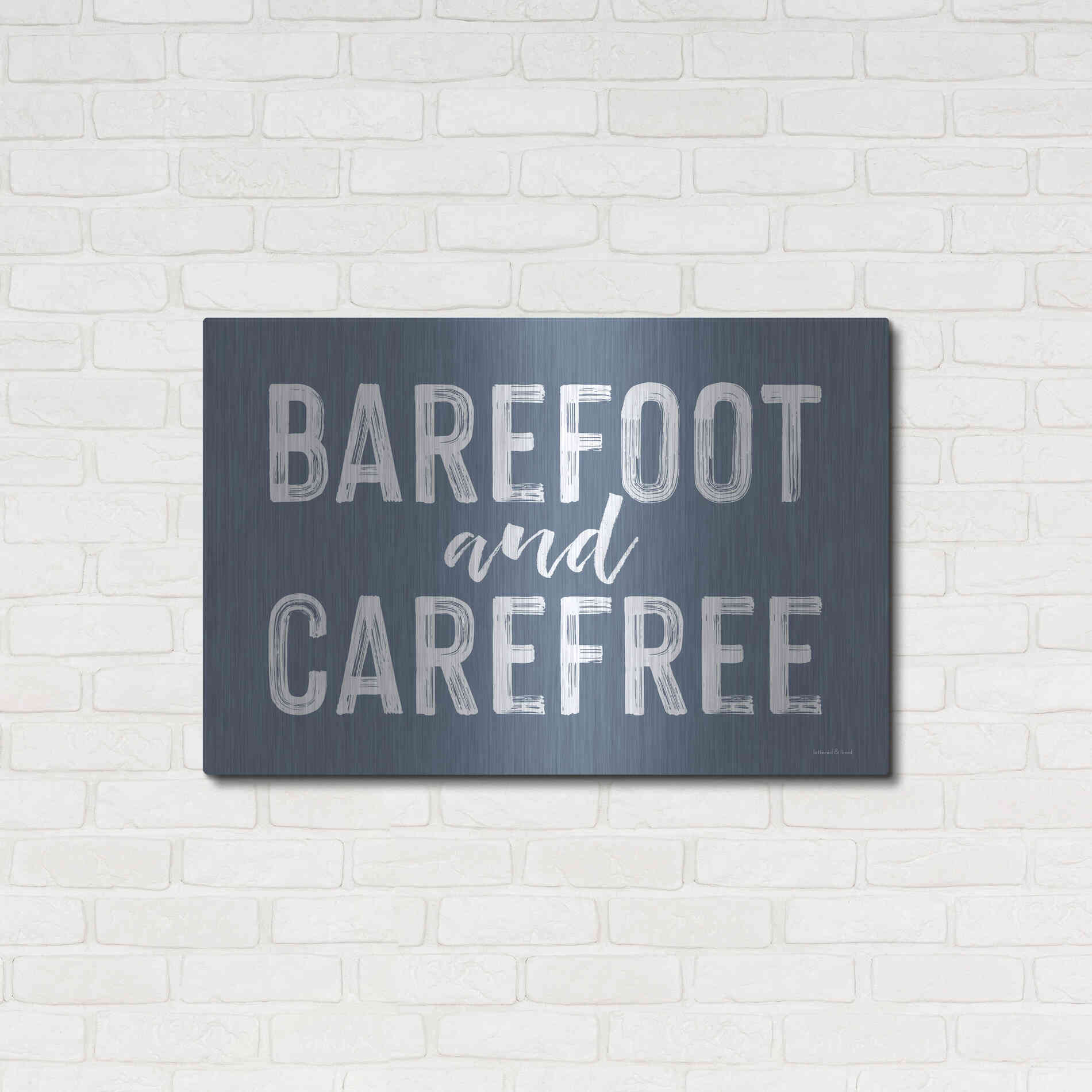 Luxe Metal Art 'Barefoot and Carefree' by Lettered & Lined, Metal Wall Art,36x24