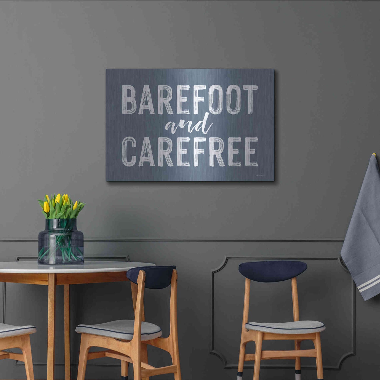 Luxe Metal Art 'Barefoot and Carefree' by Lettered & Lined, Metal Wall Art,36x24