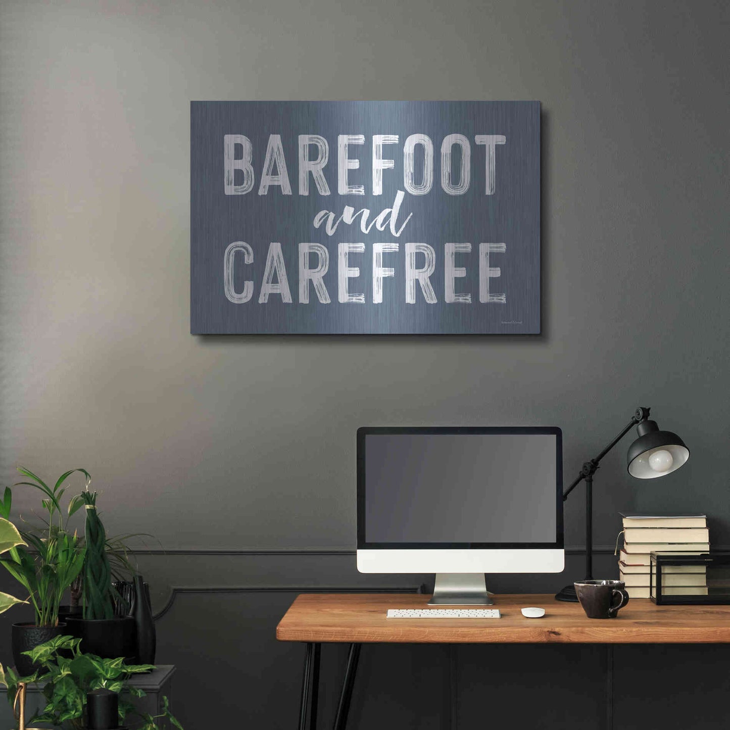 Luxe Metal Art 'Barefoot and Carefree' by Lettered & Lined, Metal Wall Art,36x24