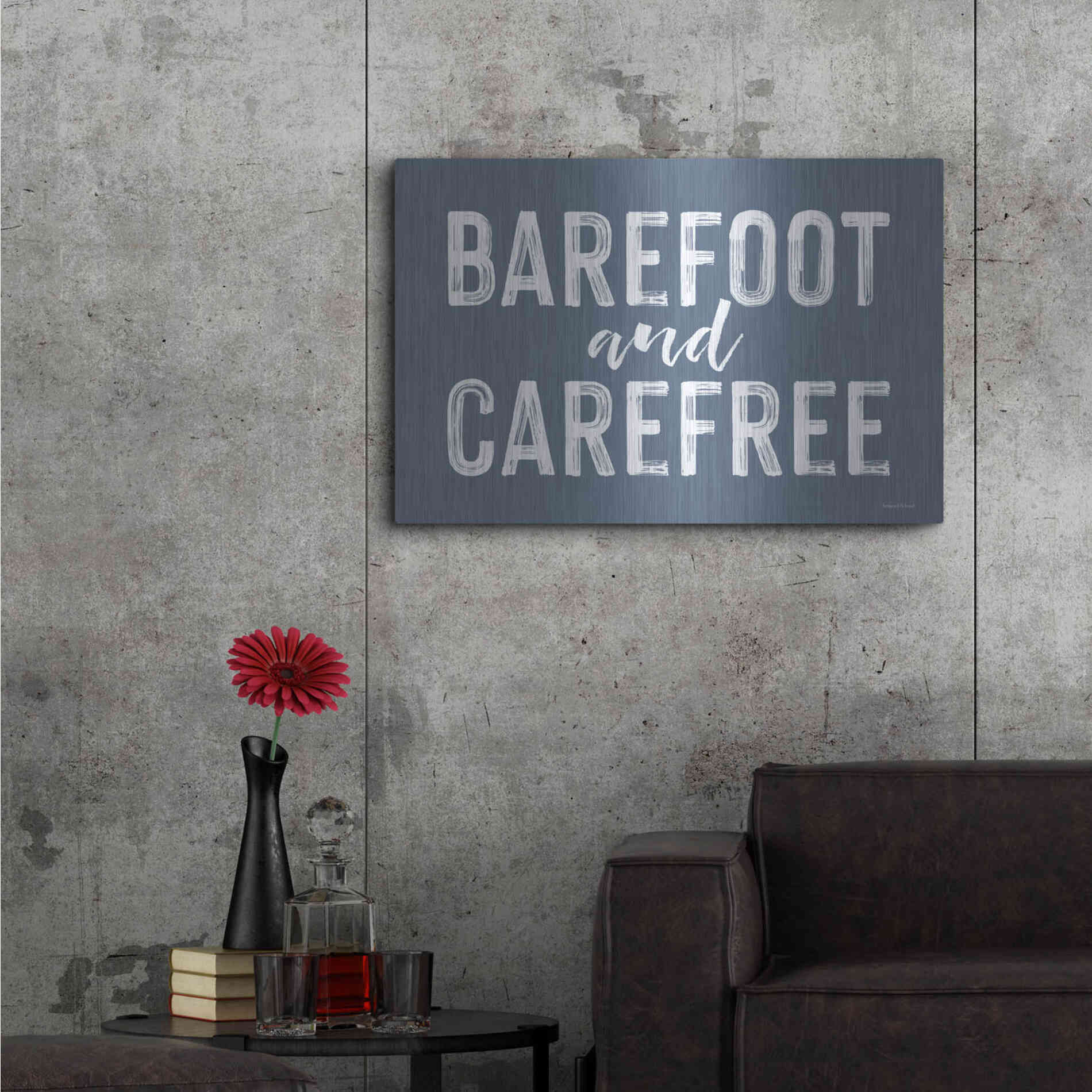 Luxe Metal Art 'Barefoot and Carefree' by Lettered & Lined, Metal Wall Art,36x24