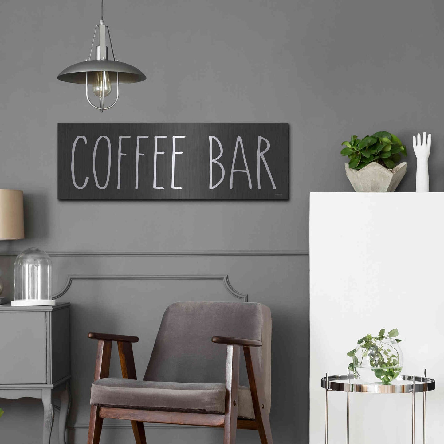 Luxe Metal Art 'COFFEE BAR' by Lettered & Lined, Metal Wall Art,36x12