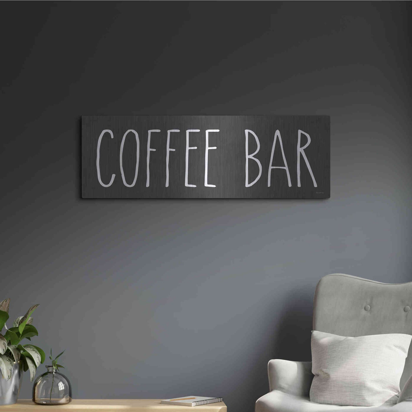 Luxe Metal Art 'COFFEE BAR' by Lettered & Lined, Metal Wall Art,36x12