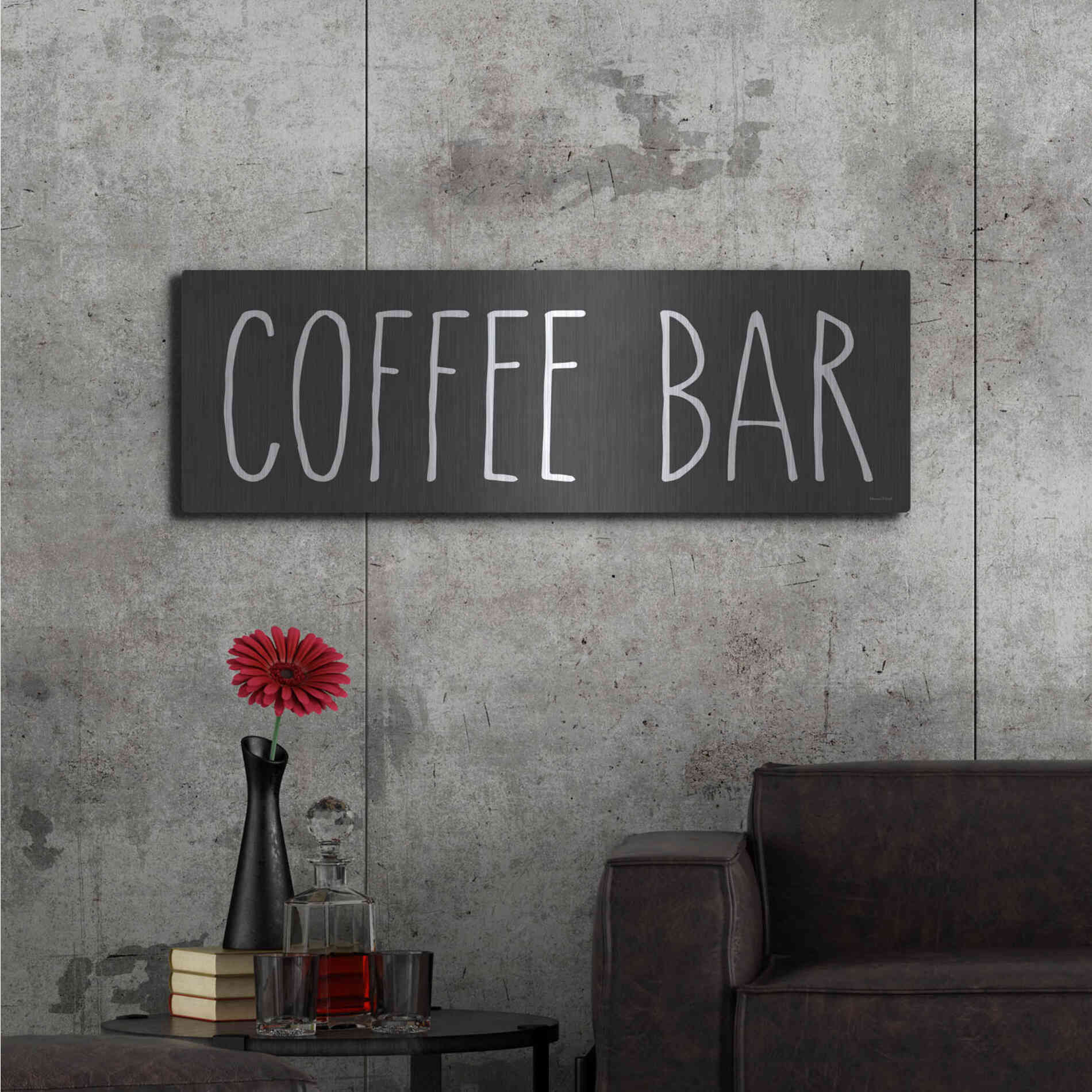 Luxe Metal Art 'COFFEE BAR' by Lettered & Lined, Metal Wall Art,48x16