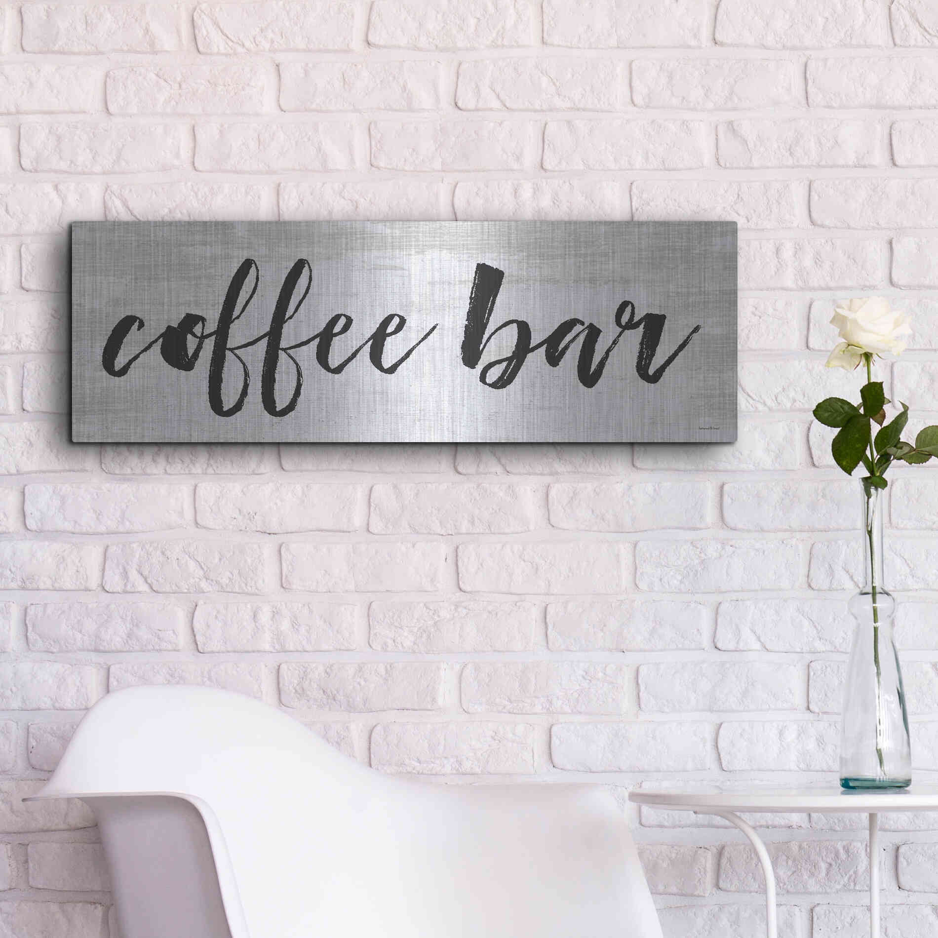 Luxe Metal Art 'Coffee Bar on White' by Lettered & Lined, Metal Wall Art,36x12