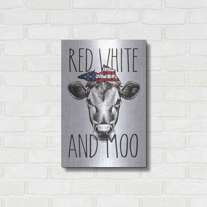 Luxe Metal Art 'Red, White and Moo' by Lettered & Lined, Metal Wall Art,16x24