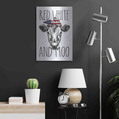 Luxe Metal Art 'Red, White and Moo' by Lettered & Lined, Metal Wall Art,16x24