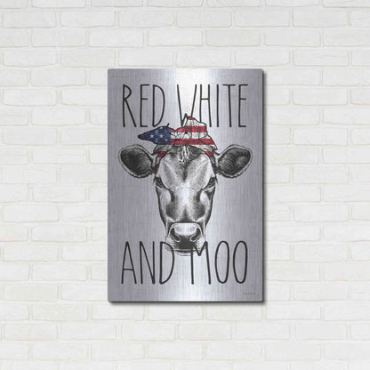 Luxe Metal Art 'Red, White and Moo' by Lettered & Lined, Metal Wall Art,24x36