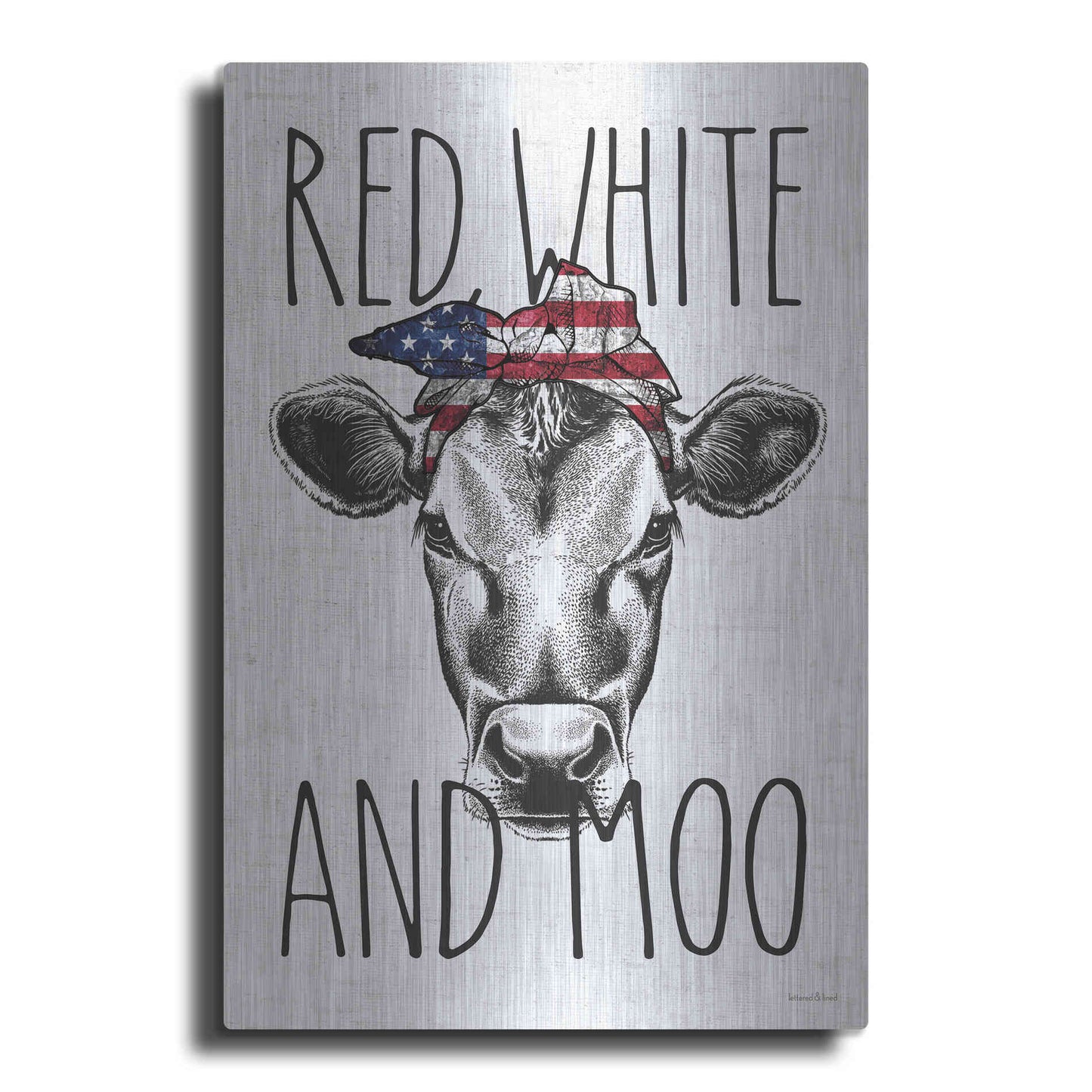 Luxe Metal Art 'Red, White and Moo' by Lettered & Lined, Metal Wall Art