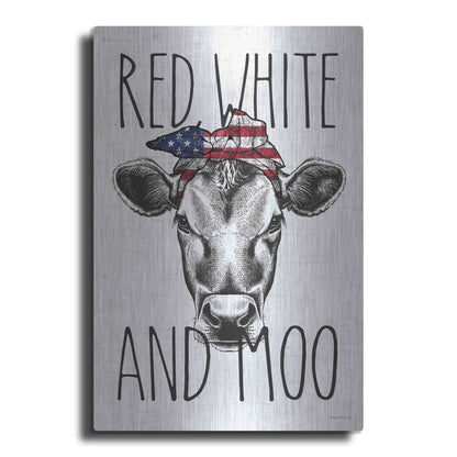 Luxe Metal Art 'Red, White and Moo' by Lettered & Lined, Metal Wall Art