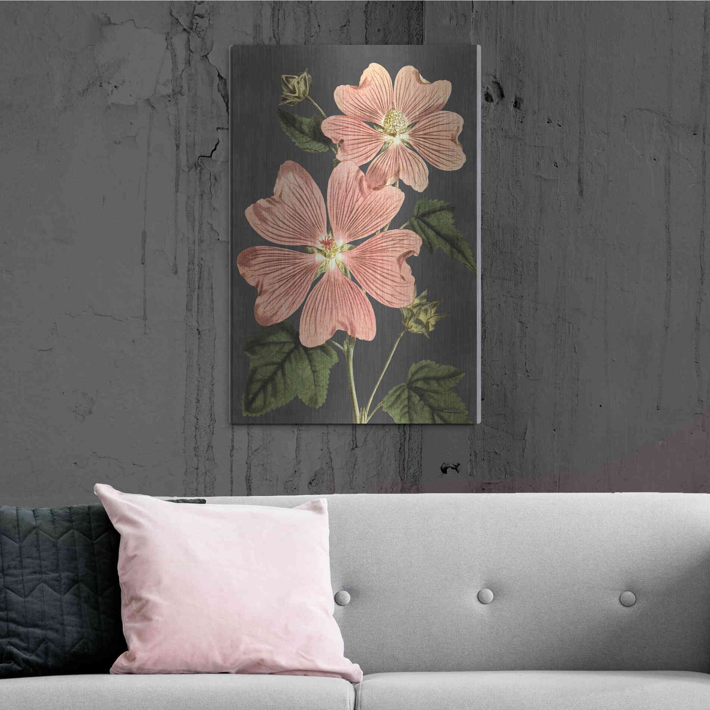 Luxe Metal Art 'Pink Anemone' by Lettered & Lined, Metal Wall Art,24x36