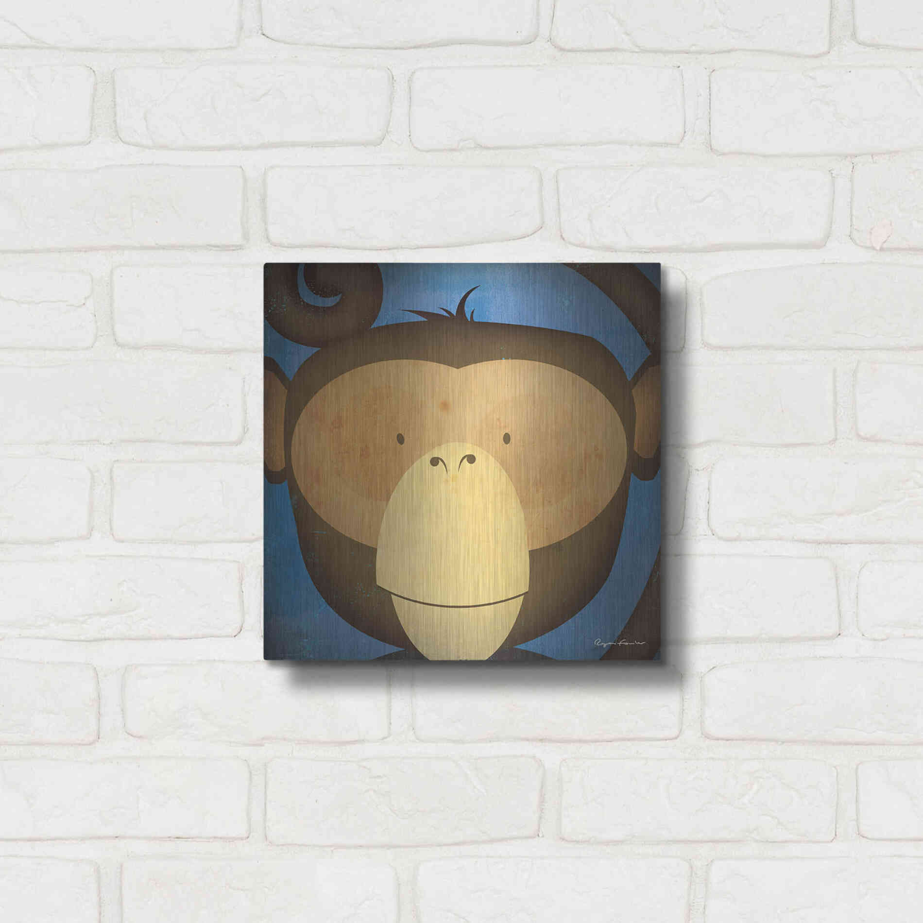 Luxe Metal Art 'Monkey Wow' by Ryan Fowler, Metal Wall Art,12x12