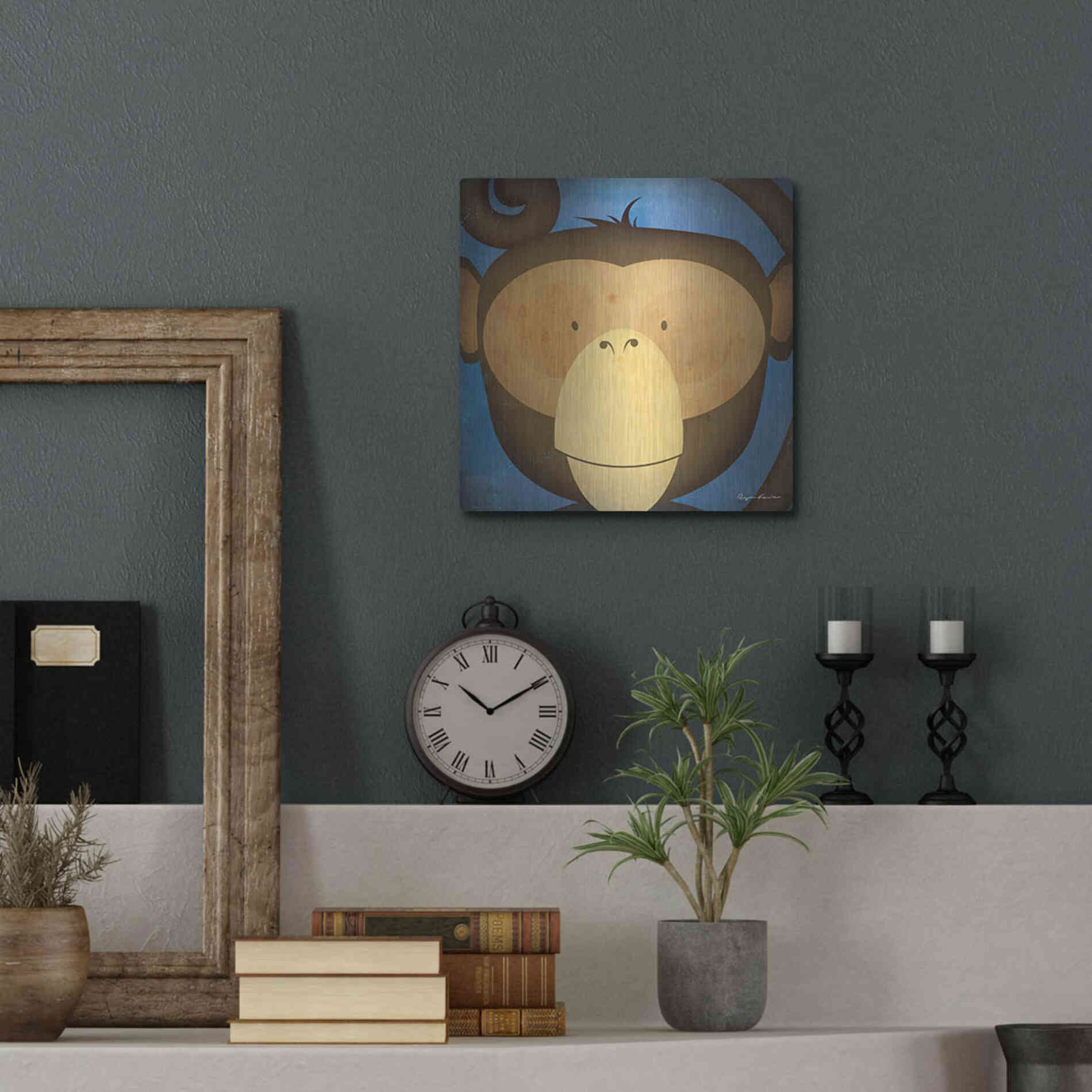 Luxe Metal Art 'Monkey Wow' by Ryan Fowler, Metal Wall Art,12x12