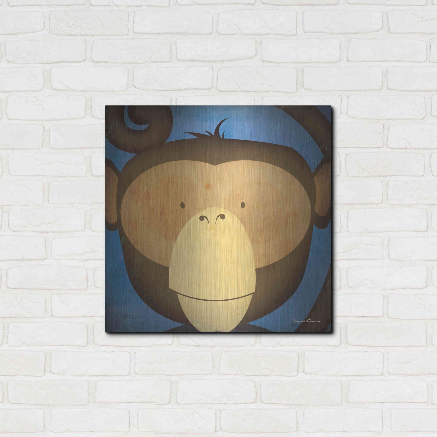 Luxe Metal Art 'Monkey Wow' by Ryan Fowler, Metal Wall Art,24x24