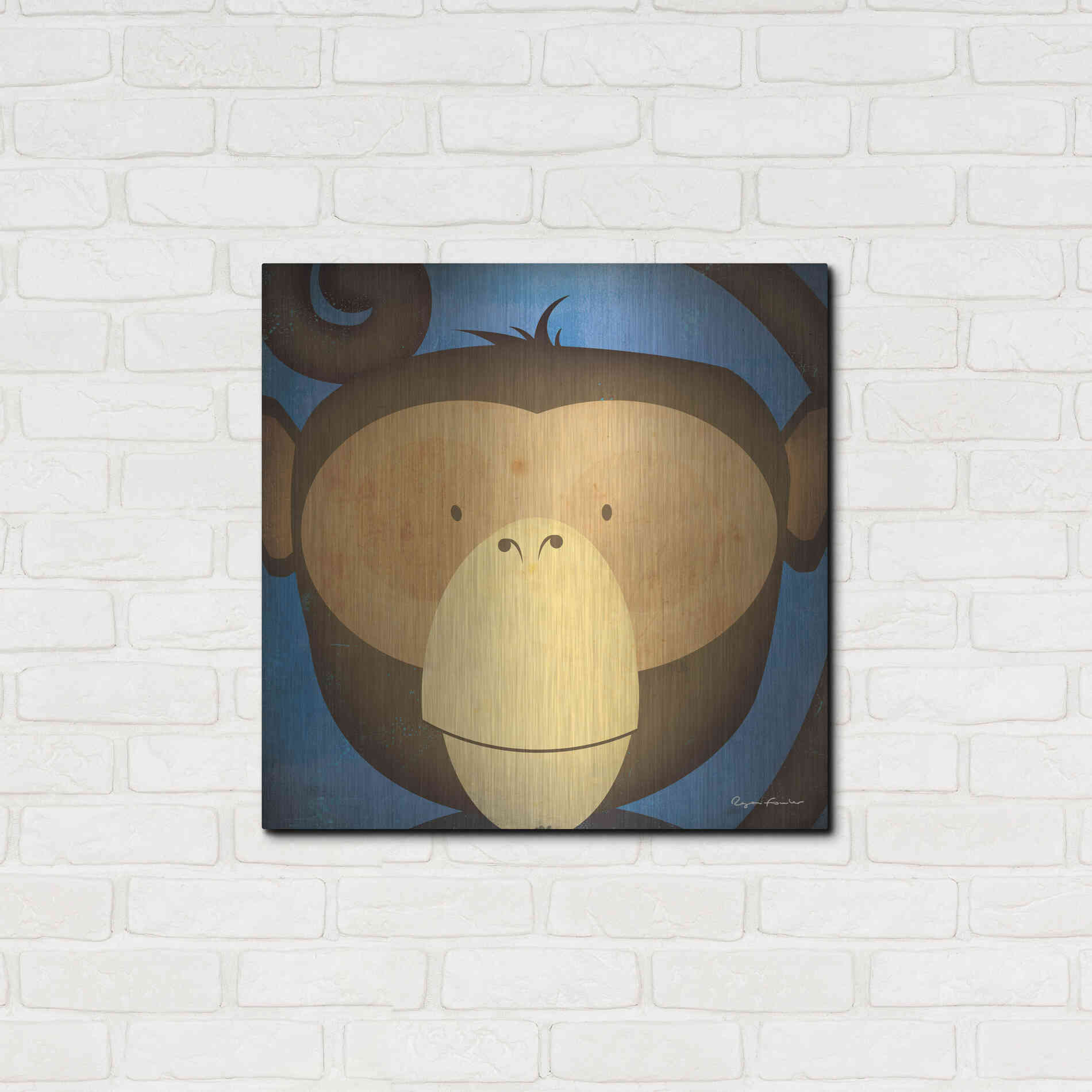 Luxe Metal Art 'Monkey Wow' by Ryan Fowler, Metal Wall Art,24x24