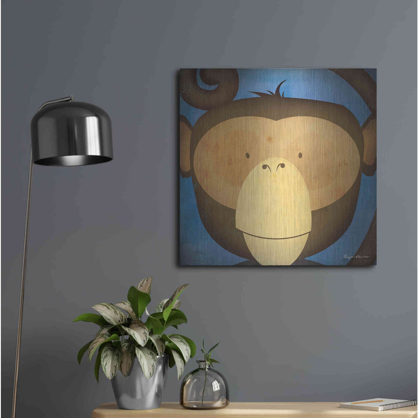 Luxe Metal Art 'Monkey Wow' by Ryan Fowler, Metal Wall Art,24x24