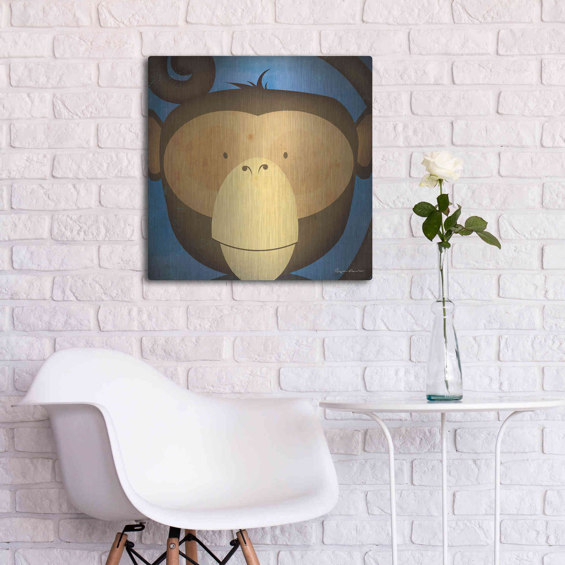 Luxe Metal Art 'Monkey Wow' by Ryan Fowler, Metal Wall Art,24x24