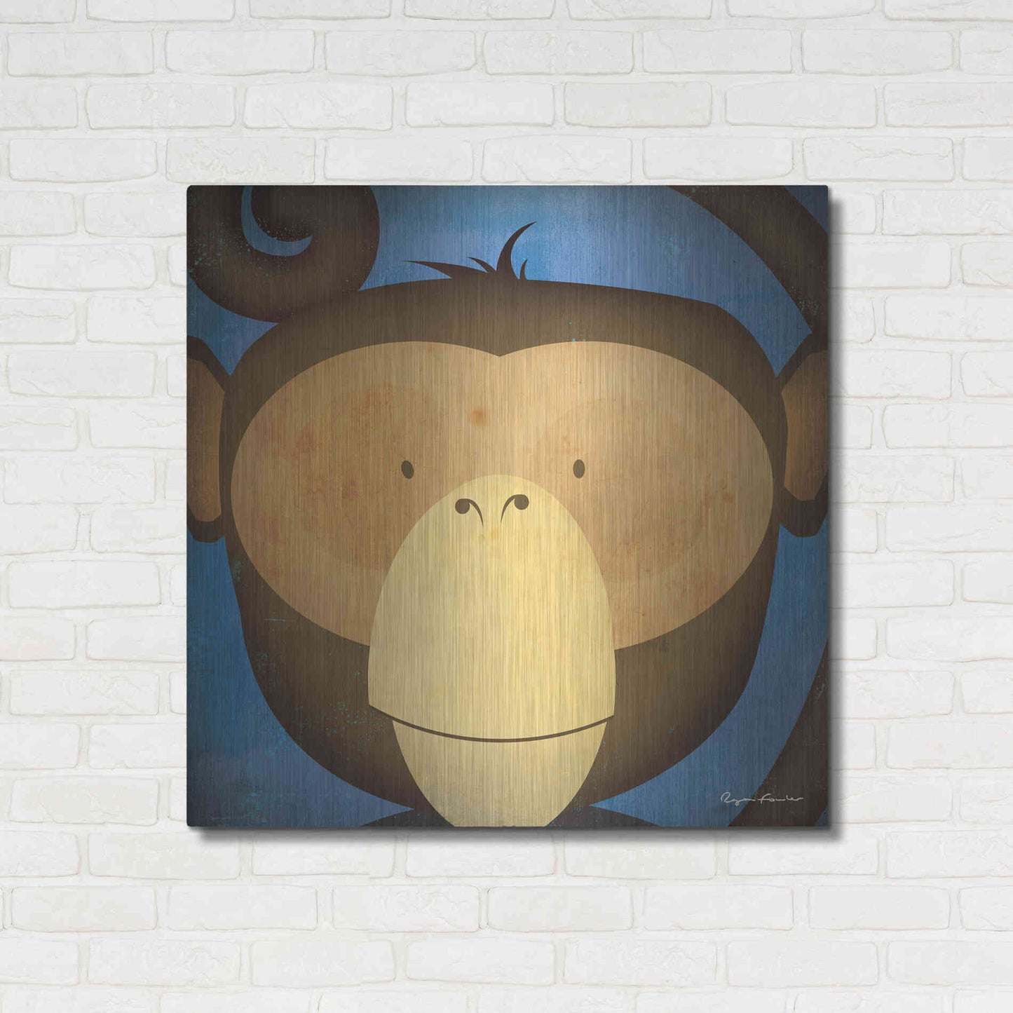 Luxe Metal Art 'Monkey Wow' by Ryan Fowler, Metal Wall Art,36x36