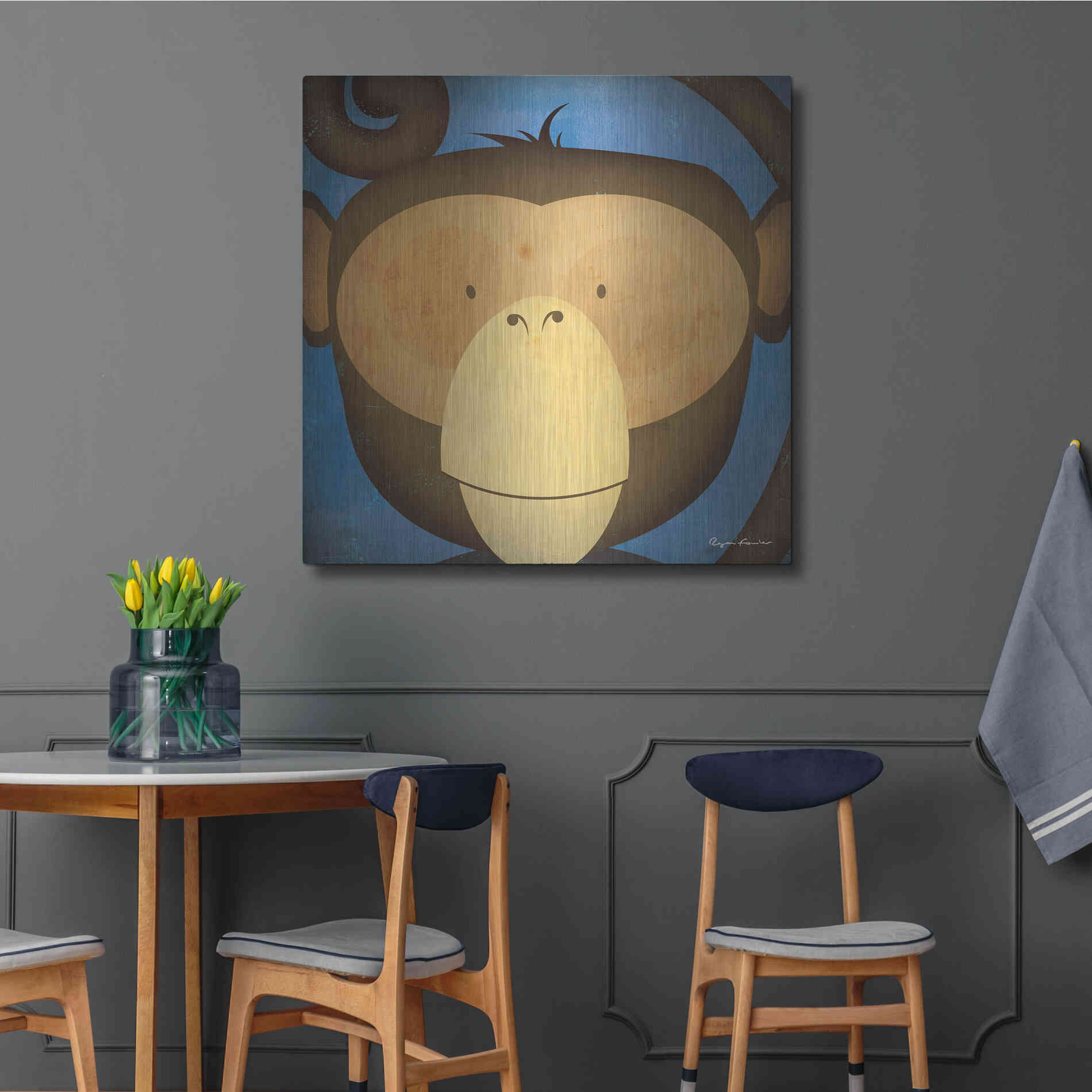 Luxe Metal Art 'Monkey Wow' by Ryan Fowler, Metal Wall Art,36x36