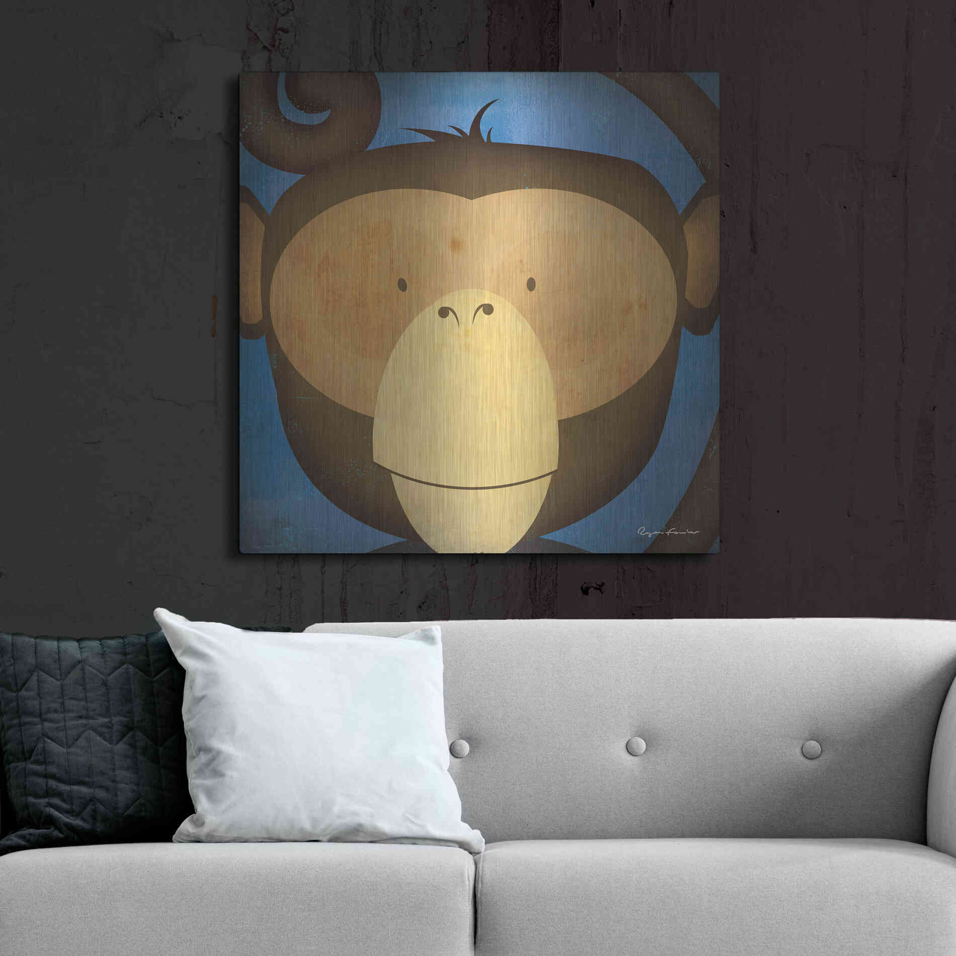 Luxe Metal Art 'Monkey Wow' by Ryan Fowler, Metal Wall Art,36x36