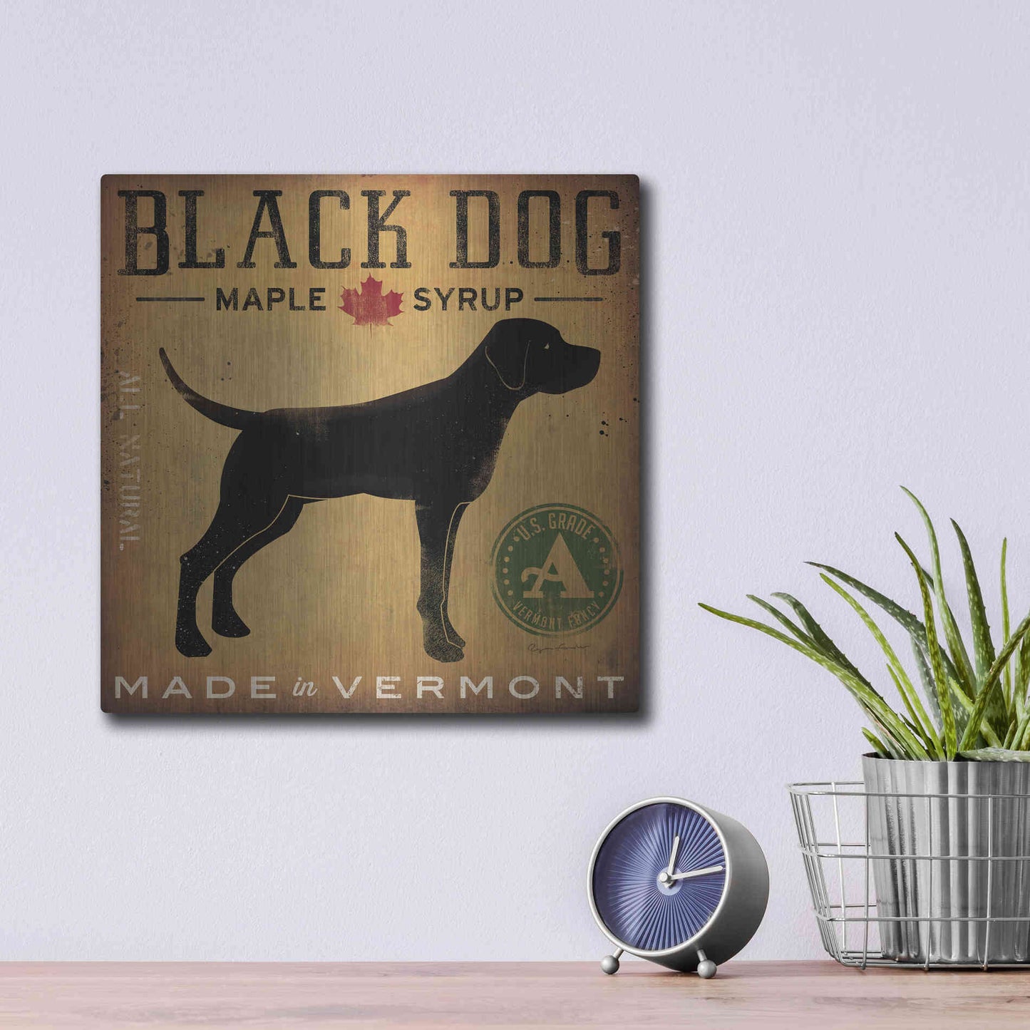 Luxe Metal Art 'Black Dog at Show' by Ryan Fowler, Metal Wall Art,12x12