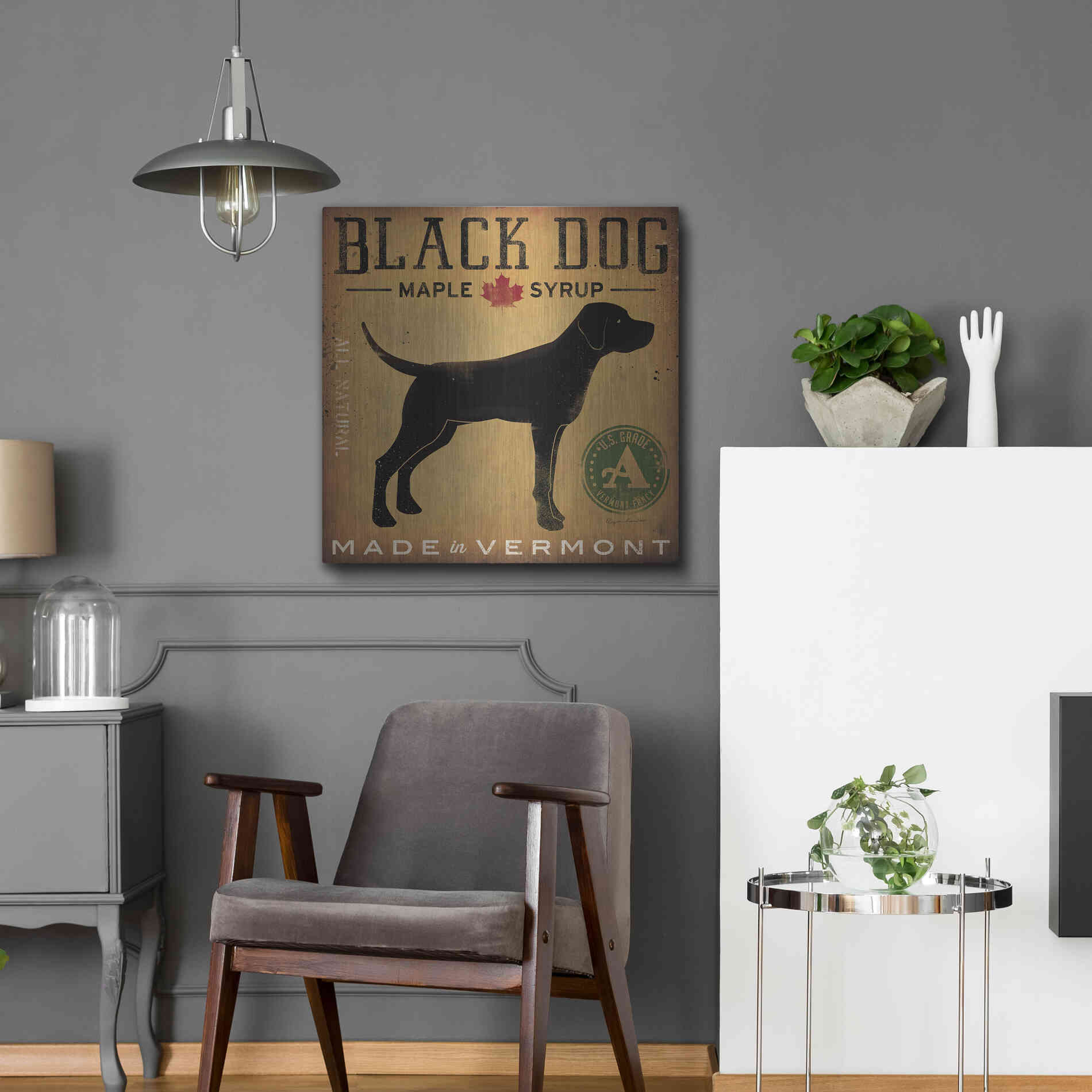 Luxe Metal Art 'Black Dog at Show' by Ryan Fowler, Metal Wall Art,24x24