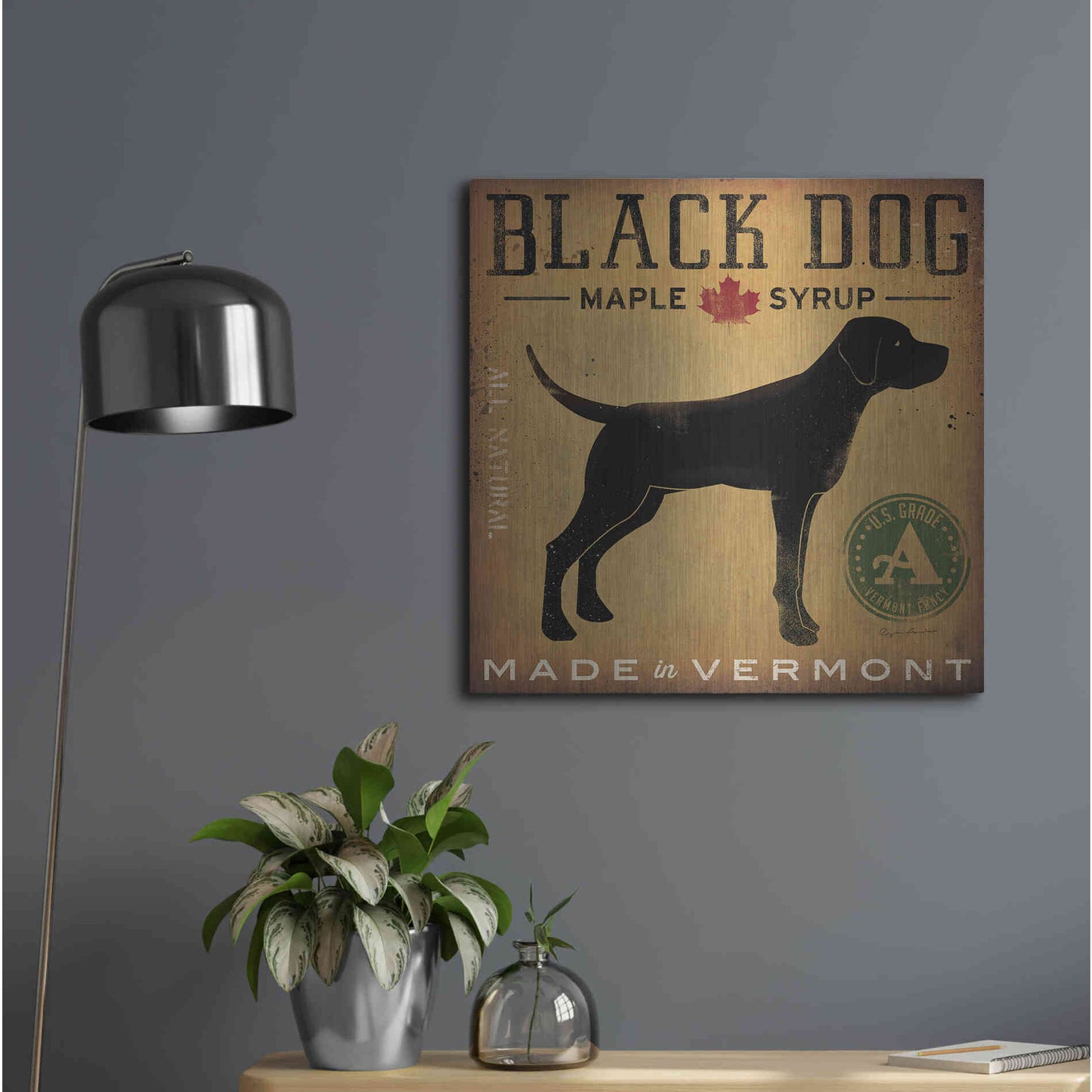 Luxe Metal Art 'Black Dog at Show' by Ryan Fowler, Metal Wall Art,24x24