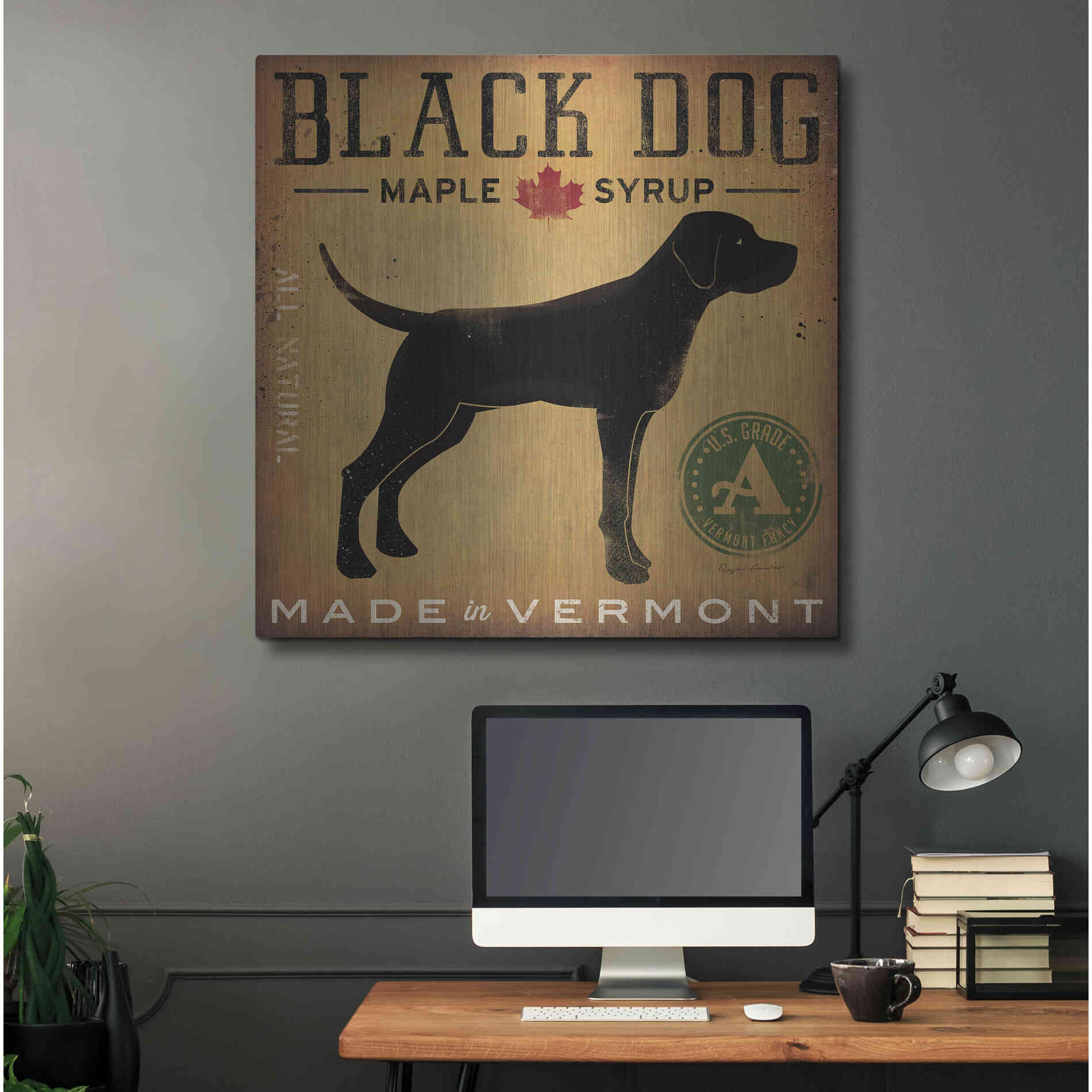 Luxe Metal Art 'Black Dog at Show' by Ryan Fowler, Metal Wall Art,36x36