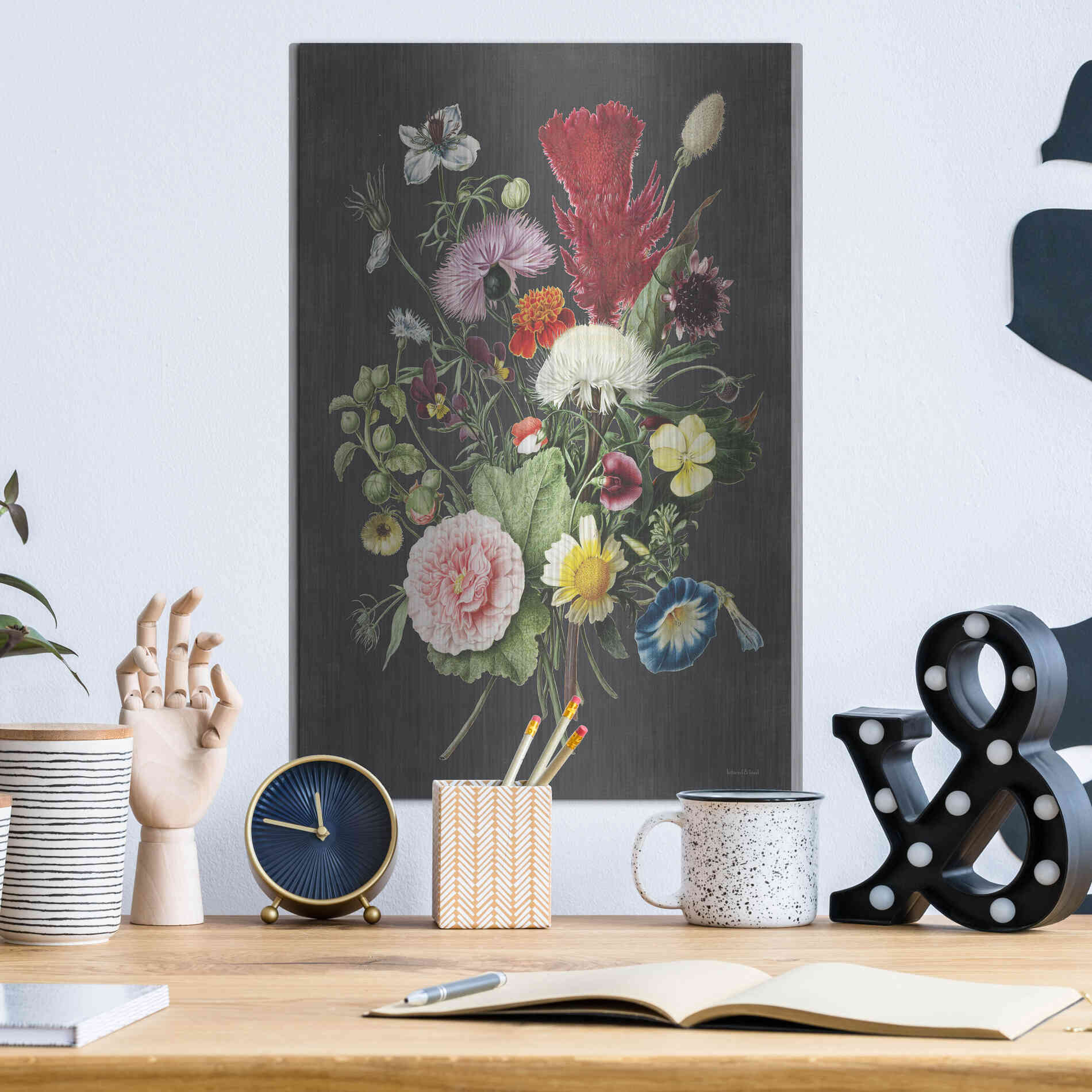 Luxe Metal Art 'Vintage Bouquet' by Lettered & Lined, Metal Wall Art,12x16