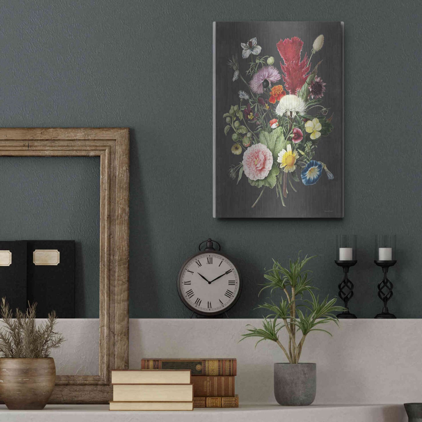 Luxe Metal Art 'Vintage Bouquet' by Lettered & Lined, Metal Wall Art,12x16