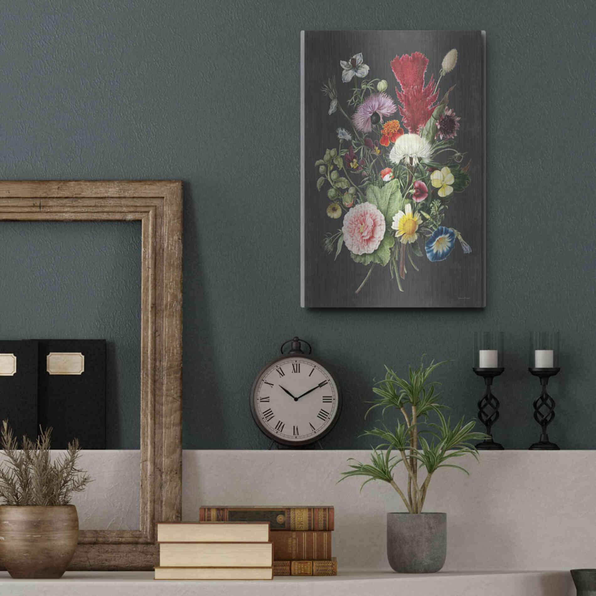 Luxe Metal Art 'Vintage Bouquet' by Lettered & Lined, Metal Wall Art,12x16