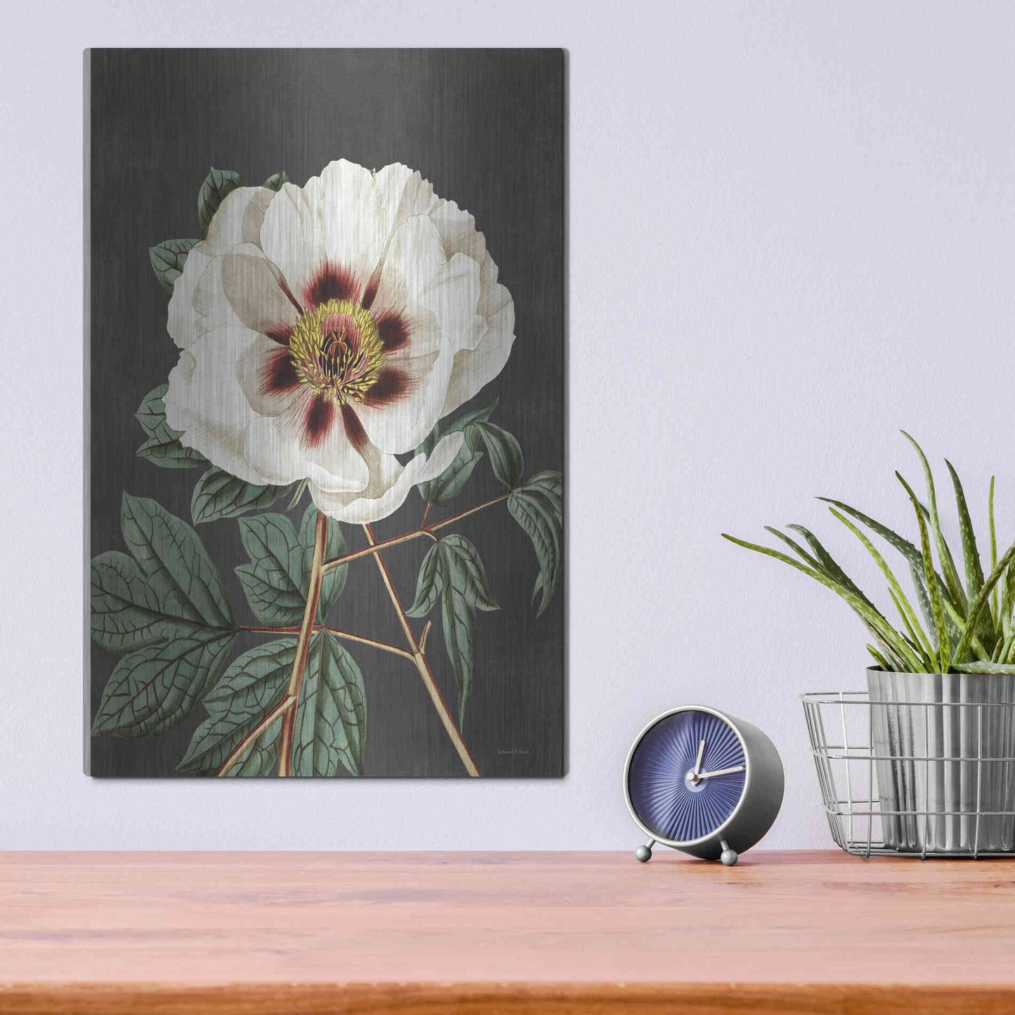 Luxe Metal Art 'Vintage Rose' by Lettered & Lined, Metal Wall Art,12x16