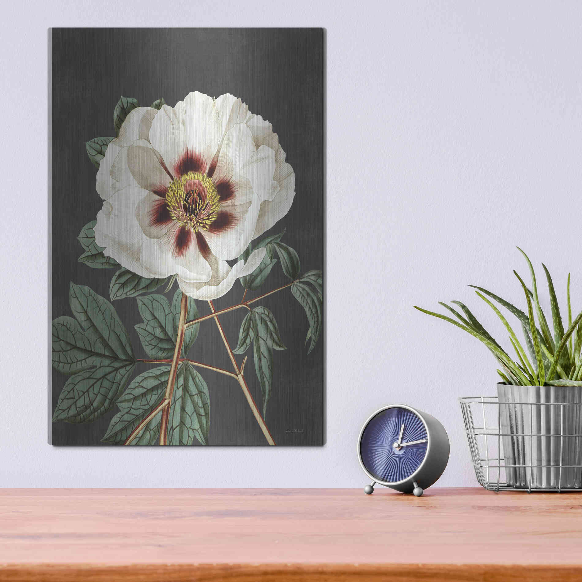 Luxe Metal Art 'Vintage Rose' by Lettered & Lined, Metal Wall Art,12x16