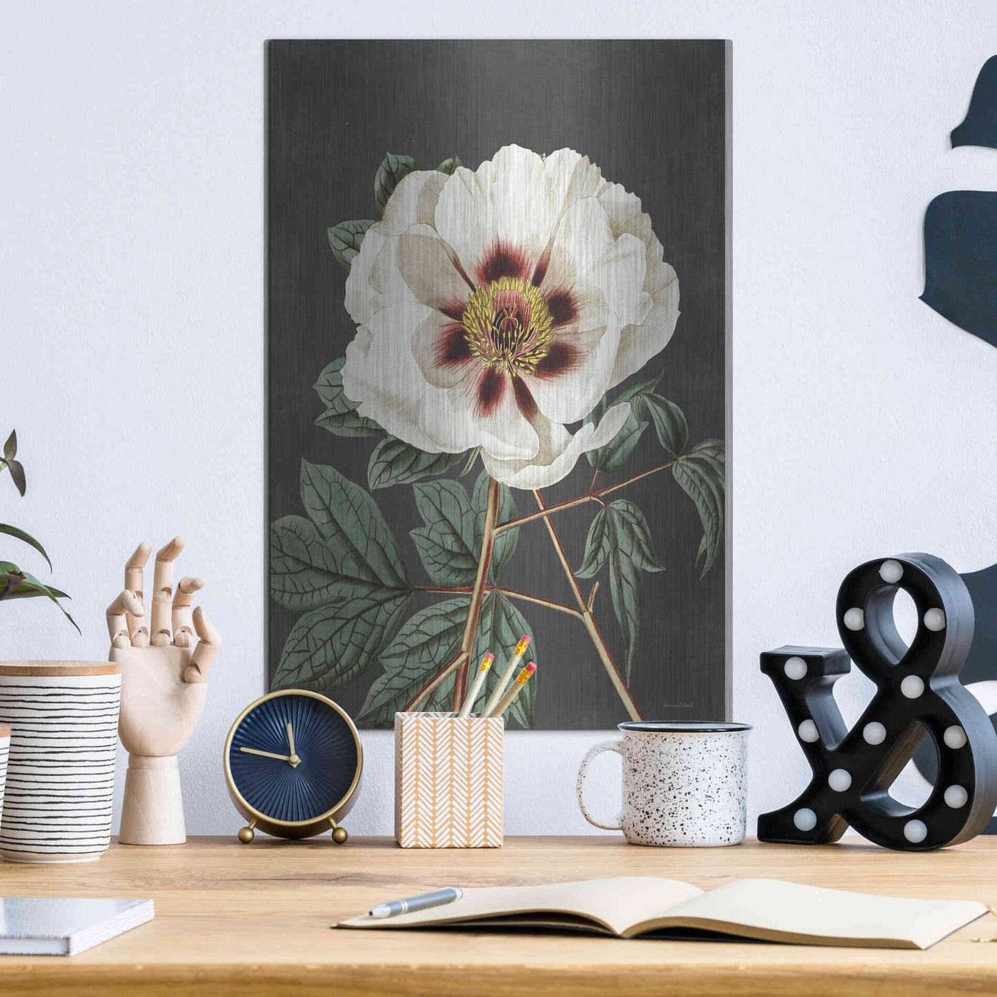 Luxe Metal Art 'Vintage Rose' by Lettered & Lined, Metal Wall Art,12x16