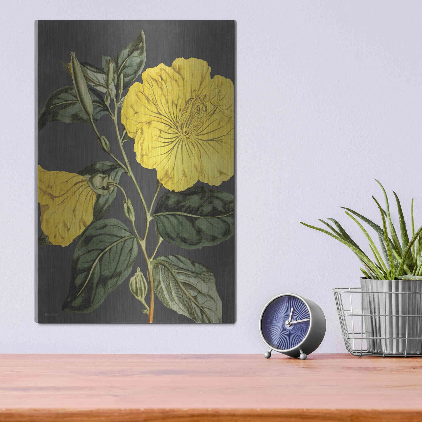 Luxe Metal Art 'Yellow Vine' by Lettered & Lined, Metal Wall Art,12x16