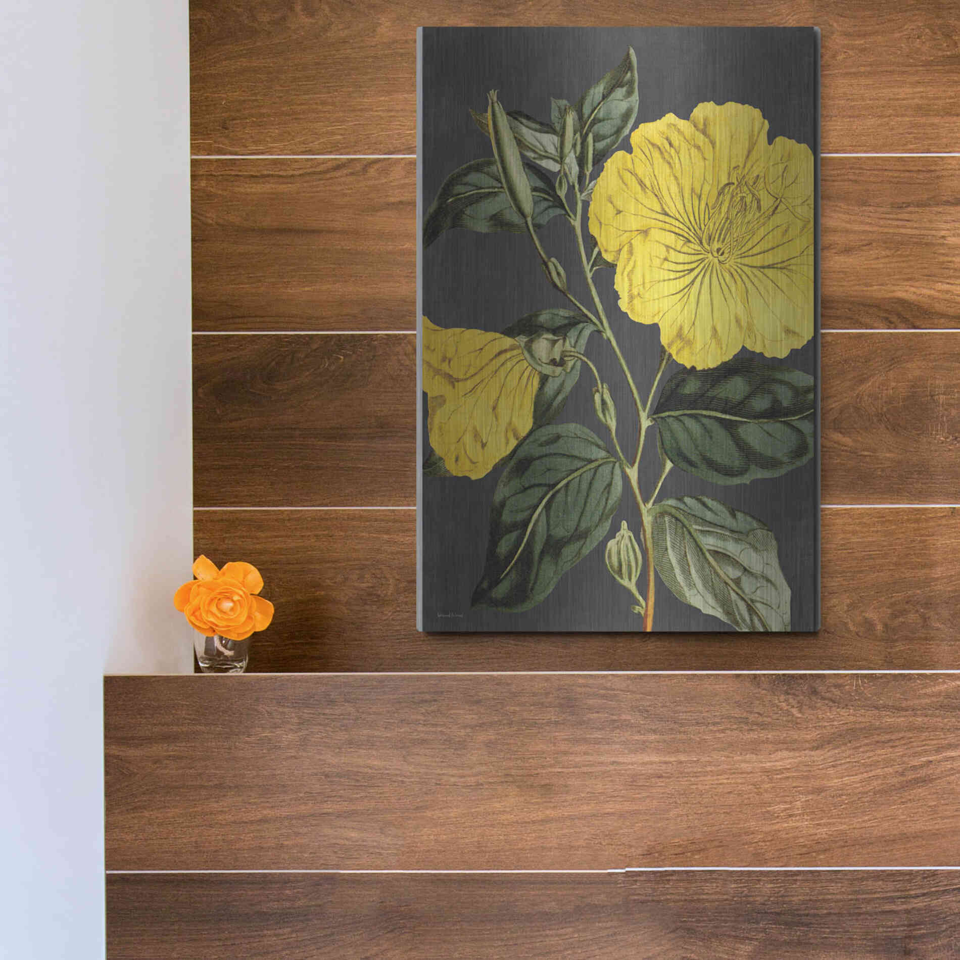 Luxe Metal Art 'Yellow Vine' by Lettered & Lined, Metal Wall Art,12x16