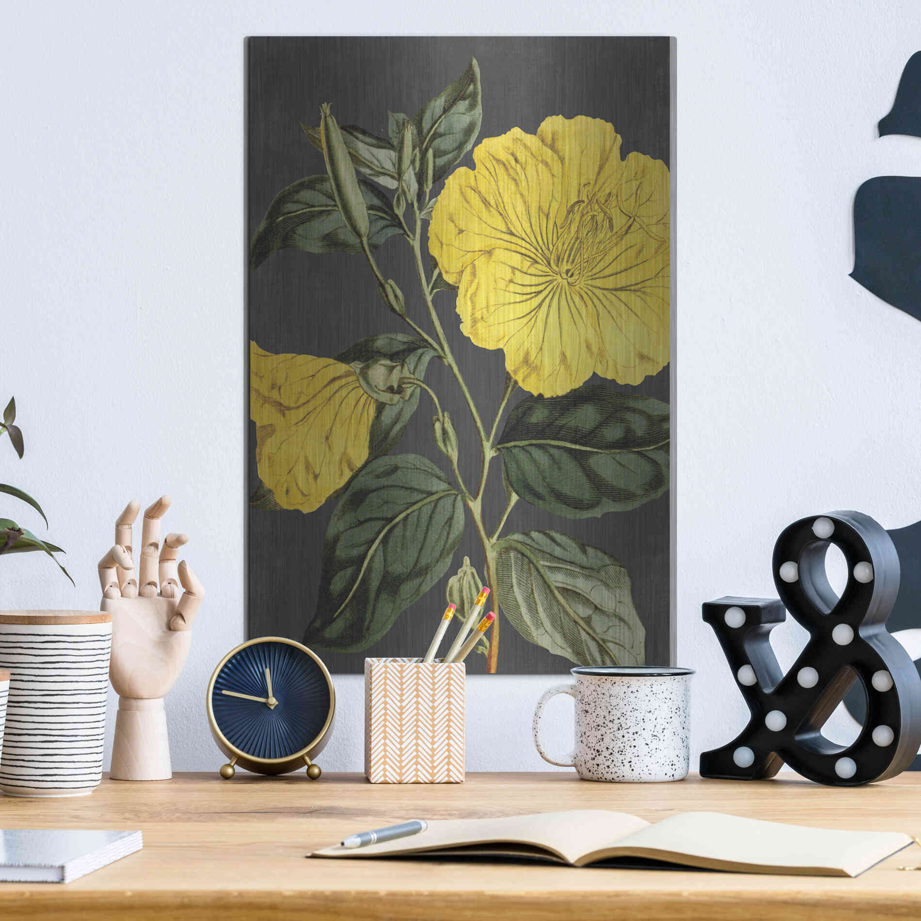 Luxe Metal Art 'Yellow Vine' by Lettered & Lined, Metal Wall Art,12x16