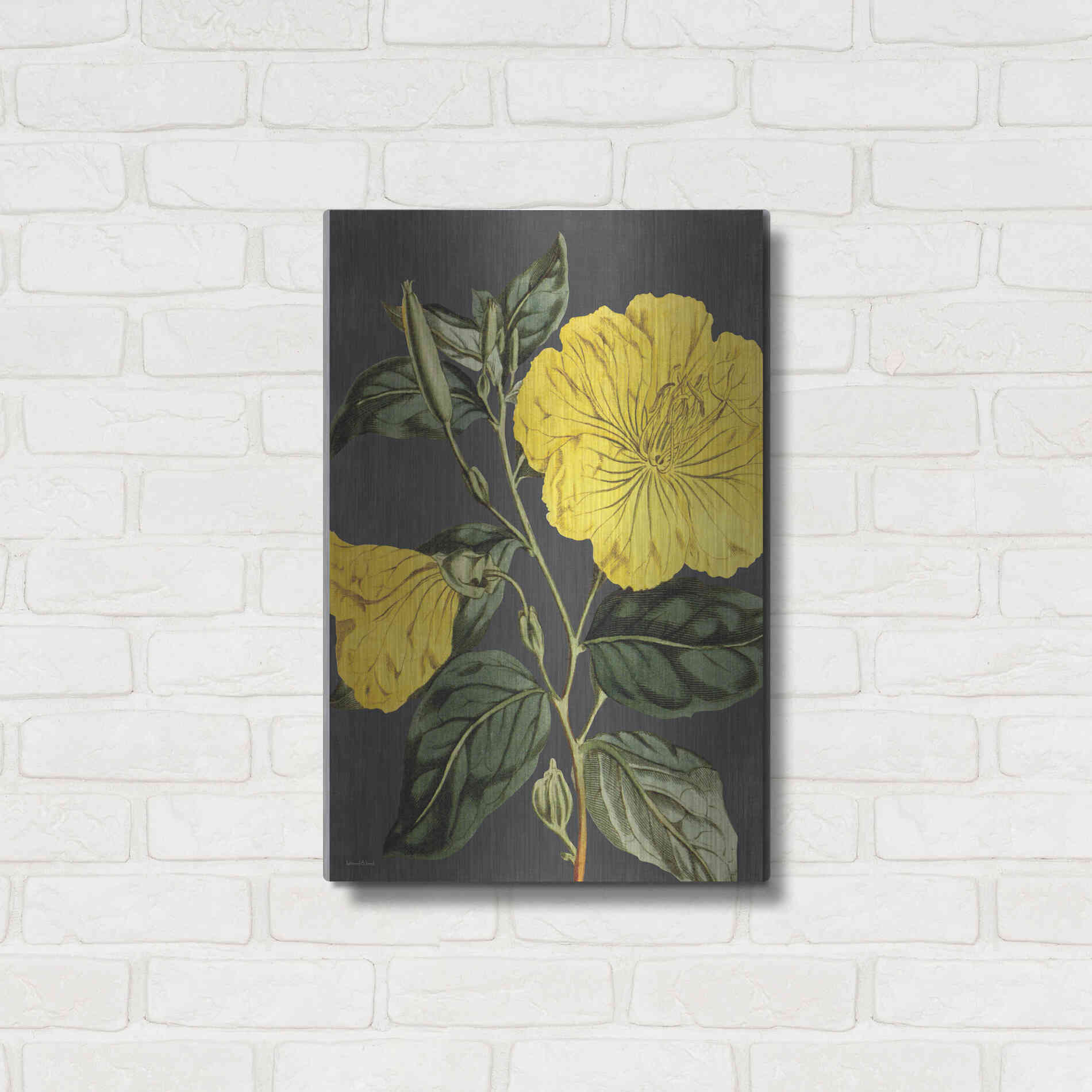 Luxe Metal Art 'Yellow Vine' by Lettered & Lined, Metal Wall Art,16x24