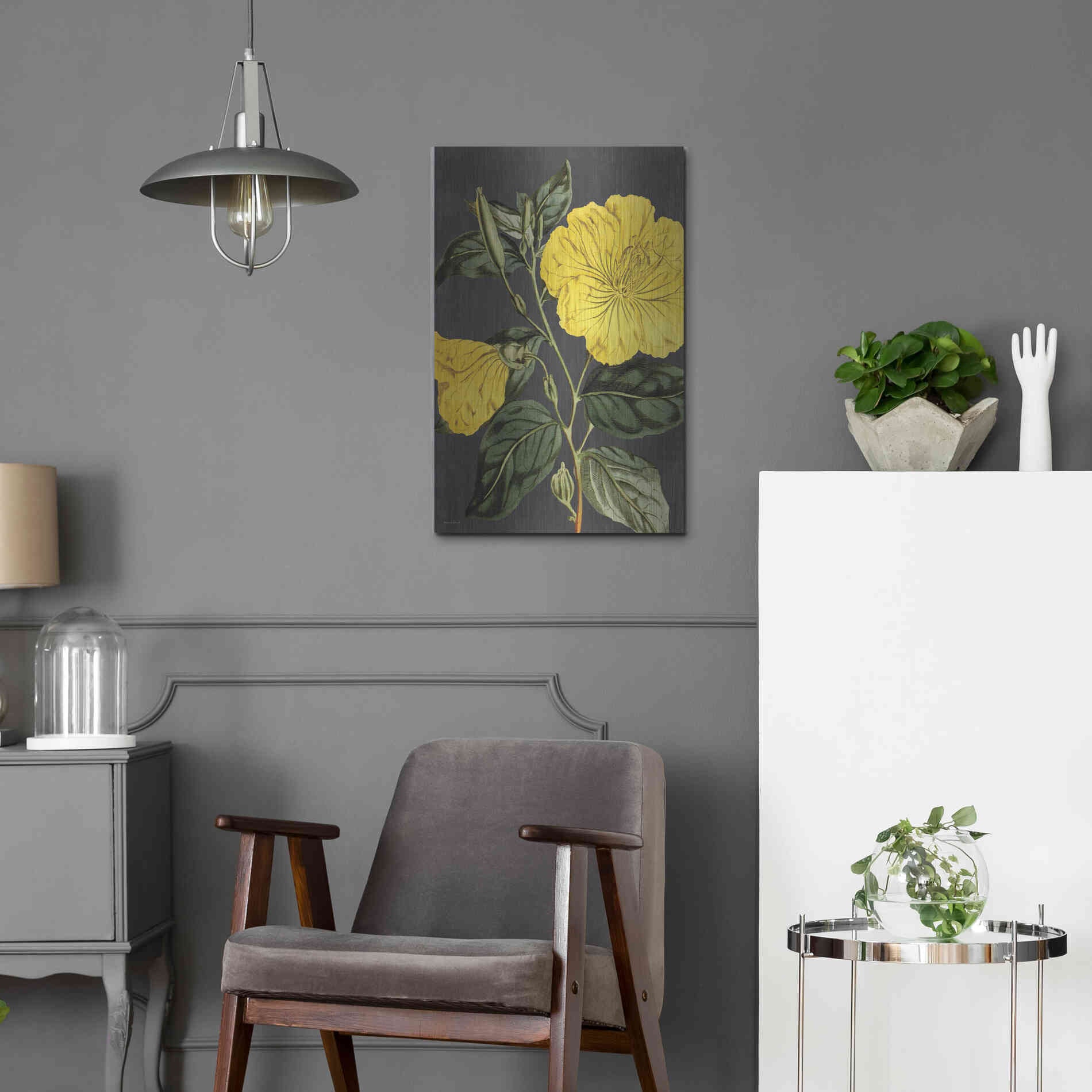 Luxe Metal Art 'Yellow Vine' by Lettered & Lined, Metal Wall Art,16x24