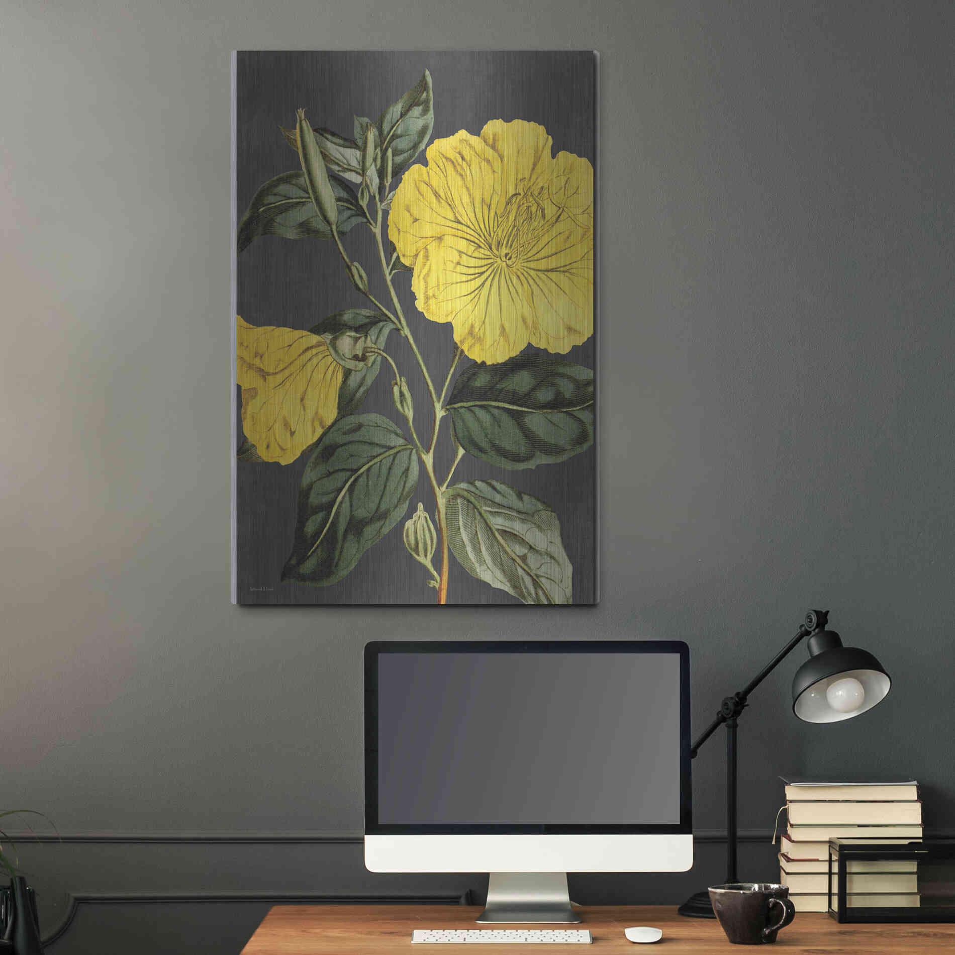 Luxe Metal Art 'Yellow Vine' by Lettered & Lined, Metal Wall Art,24x36