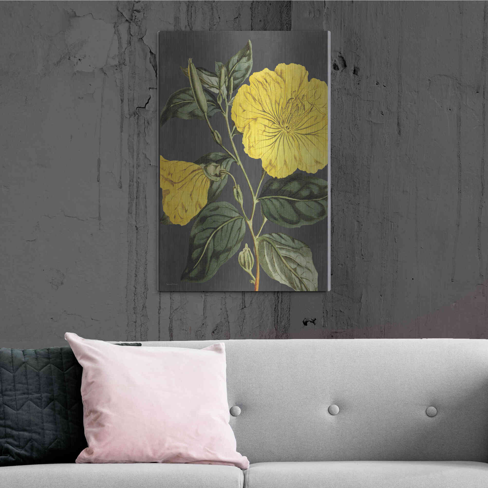 Luxe Metal Art 'Yellow Vine' by Lettered & Lined, Metal Wall Art,24x36